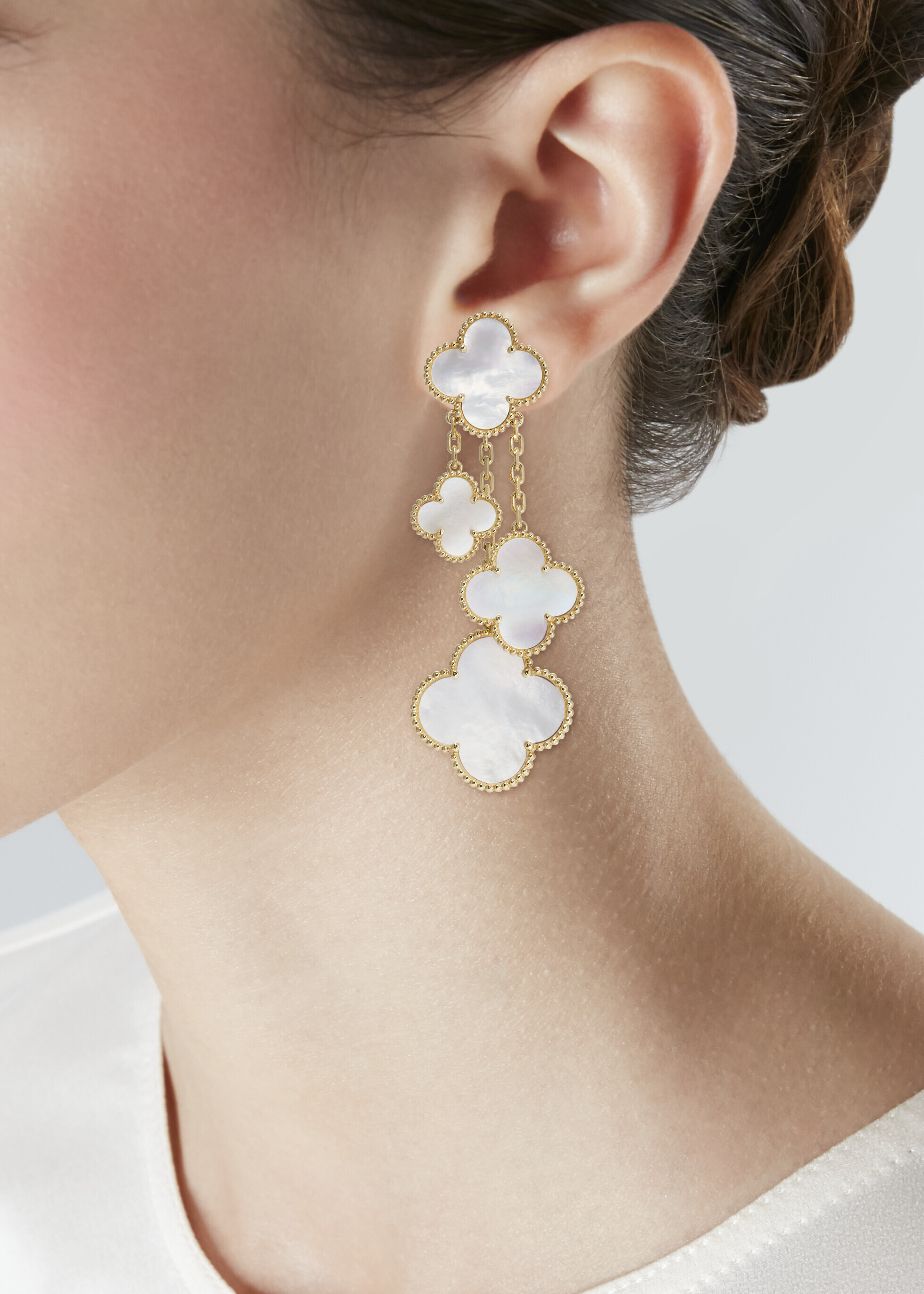 VAN CLEEF ARPELS MOTHER OF PEARL MAGIC ALHAMBRA EARRINGS Christie s