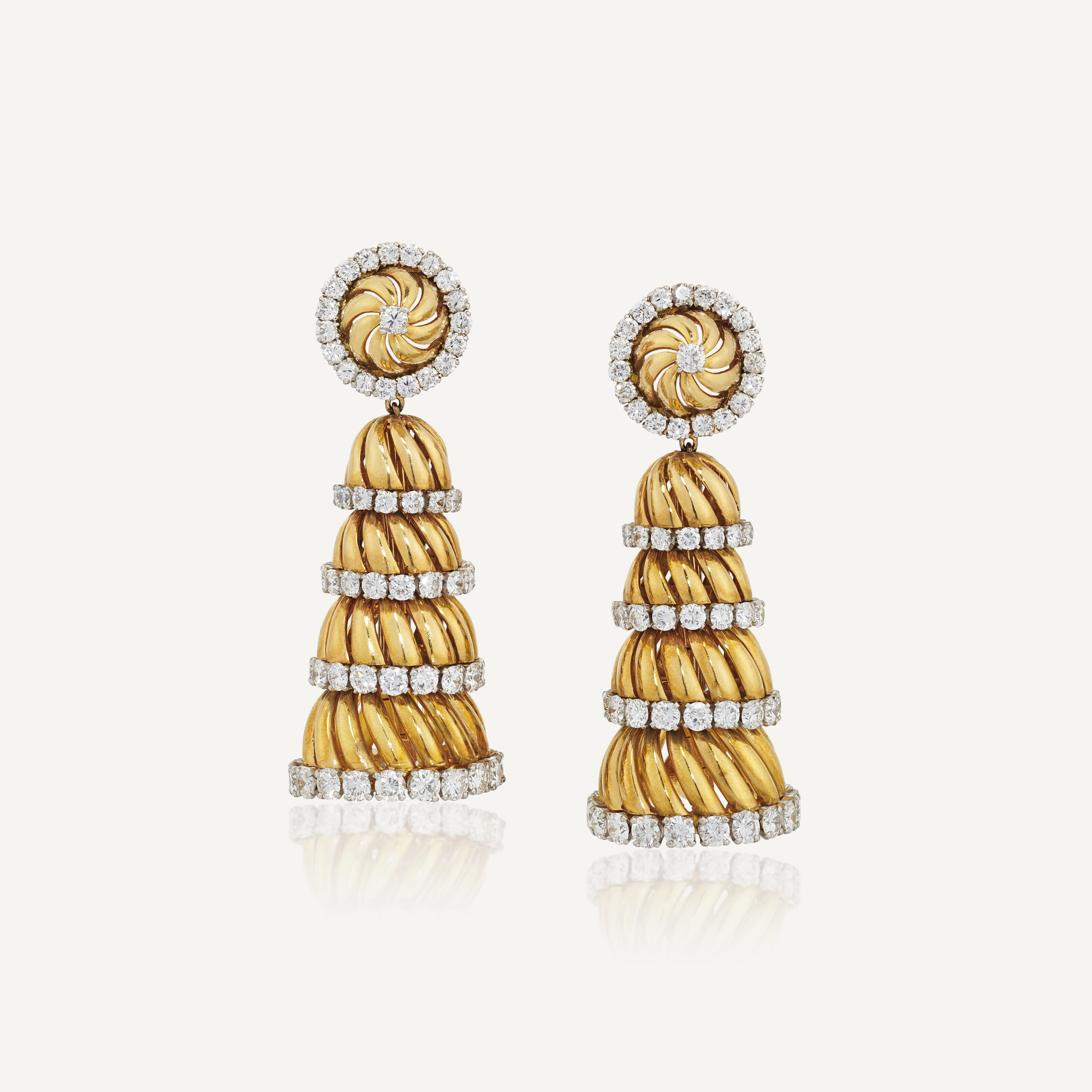 Pagoda diamond earrings store
