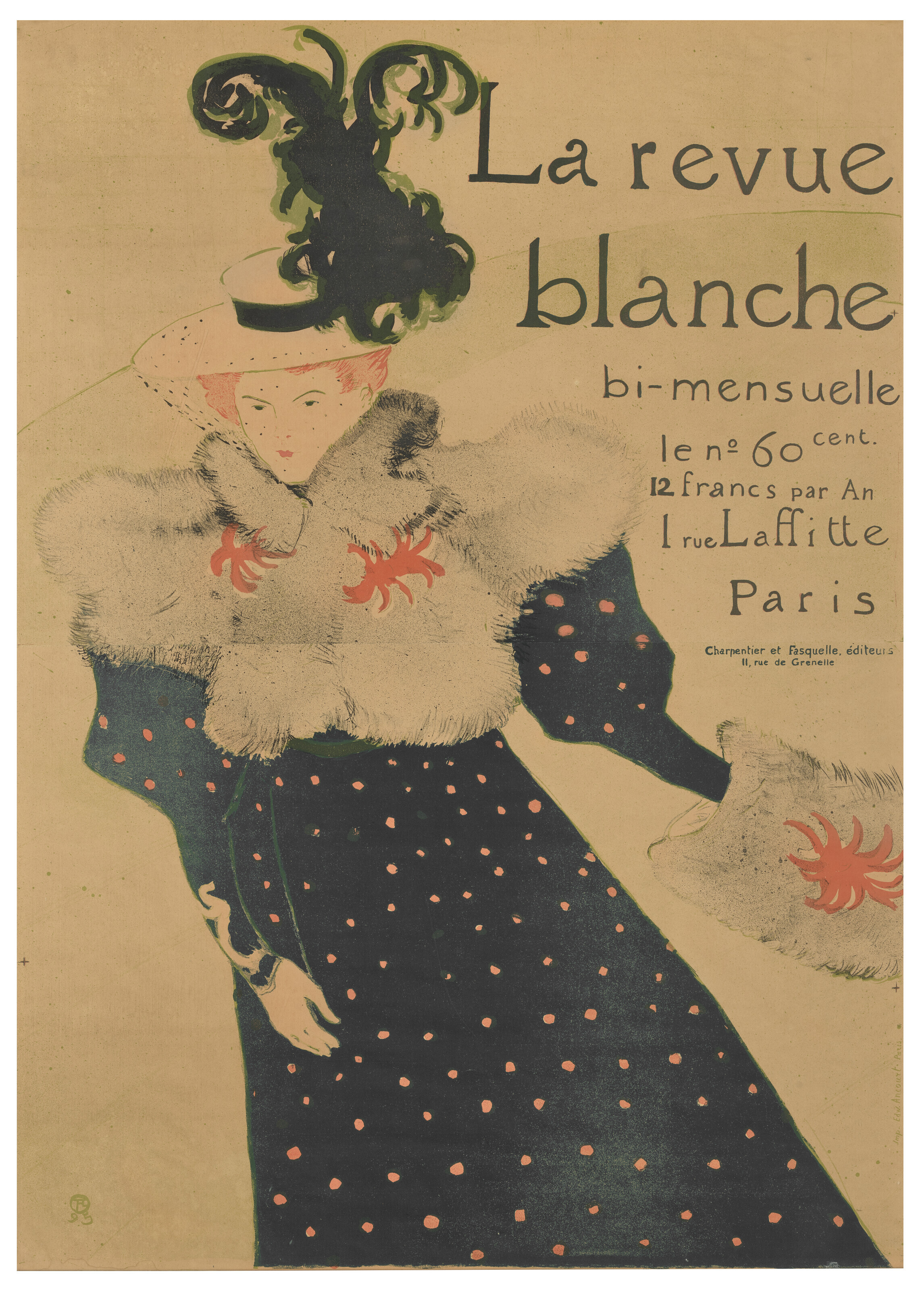 Henri de Toulouse-Lautrec (1864-1901), La Revue Blanche, 1895. Sheet: 1,288 x 919 mm. Estimate: &pound;4,000-6,000. Offered in Prints and Multiples, 13-27 September 2023 at Christie&rsquo;s Online