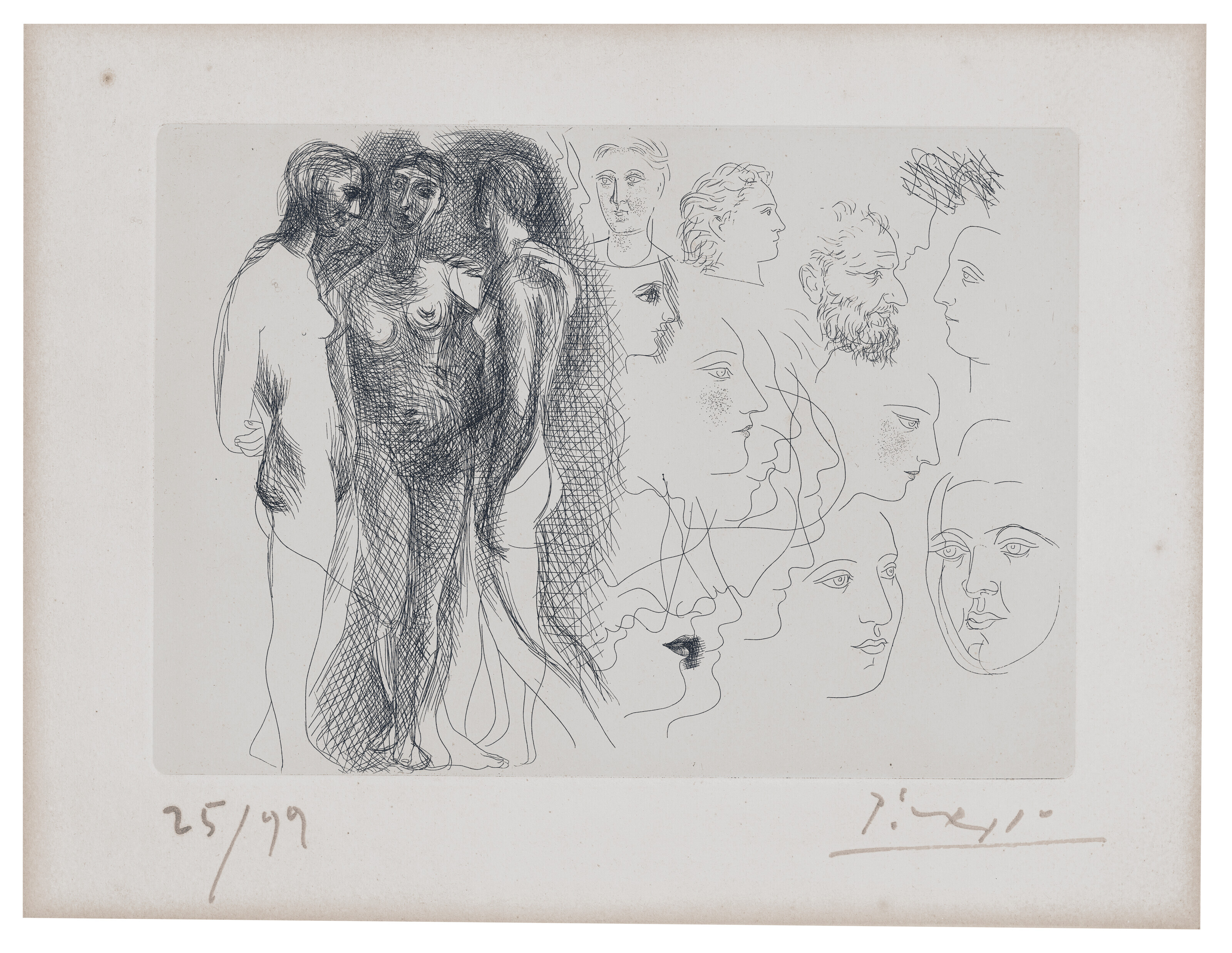 PABLO PICASSO (18811973), Trois nus debout, avec esquisses de visages