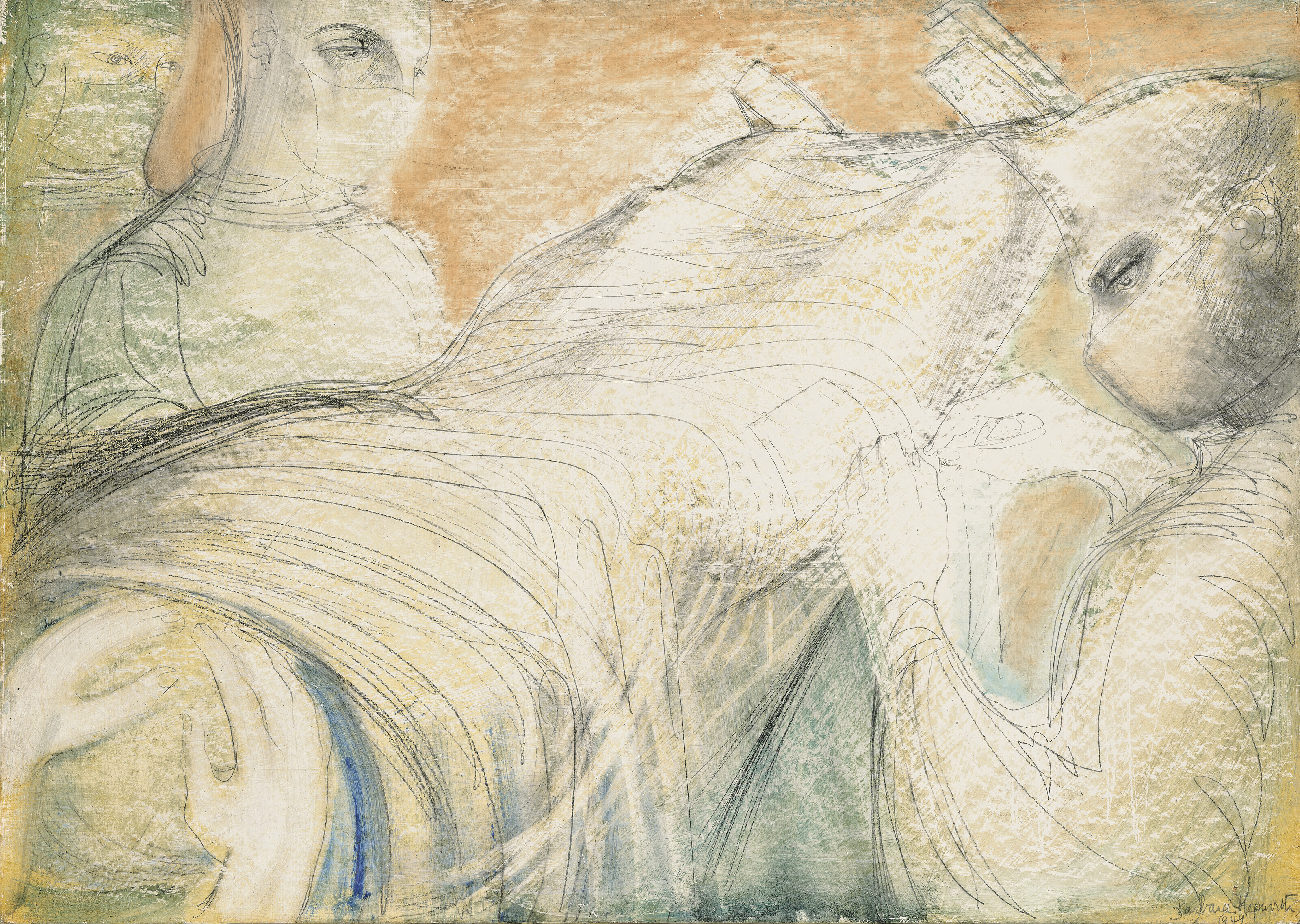Dame Barbara Hepworth (1903-1975), Green Man, 1972. Pencil, watercolour and gouache on paper. 30&frac34; x 22⅝ in (76.8 x 57.5 cm). Sold for £27,720 on 22 March 2023 at Christie’s in London