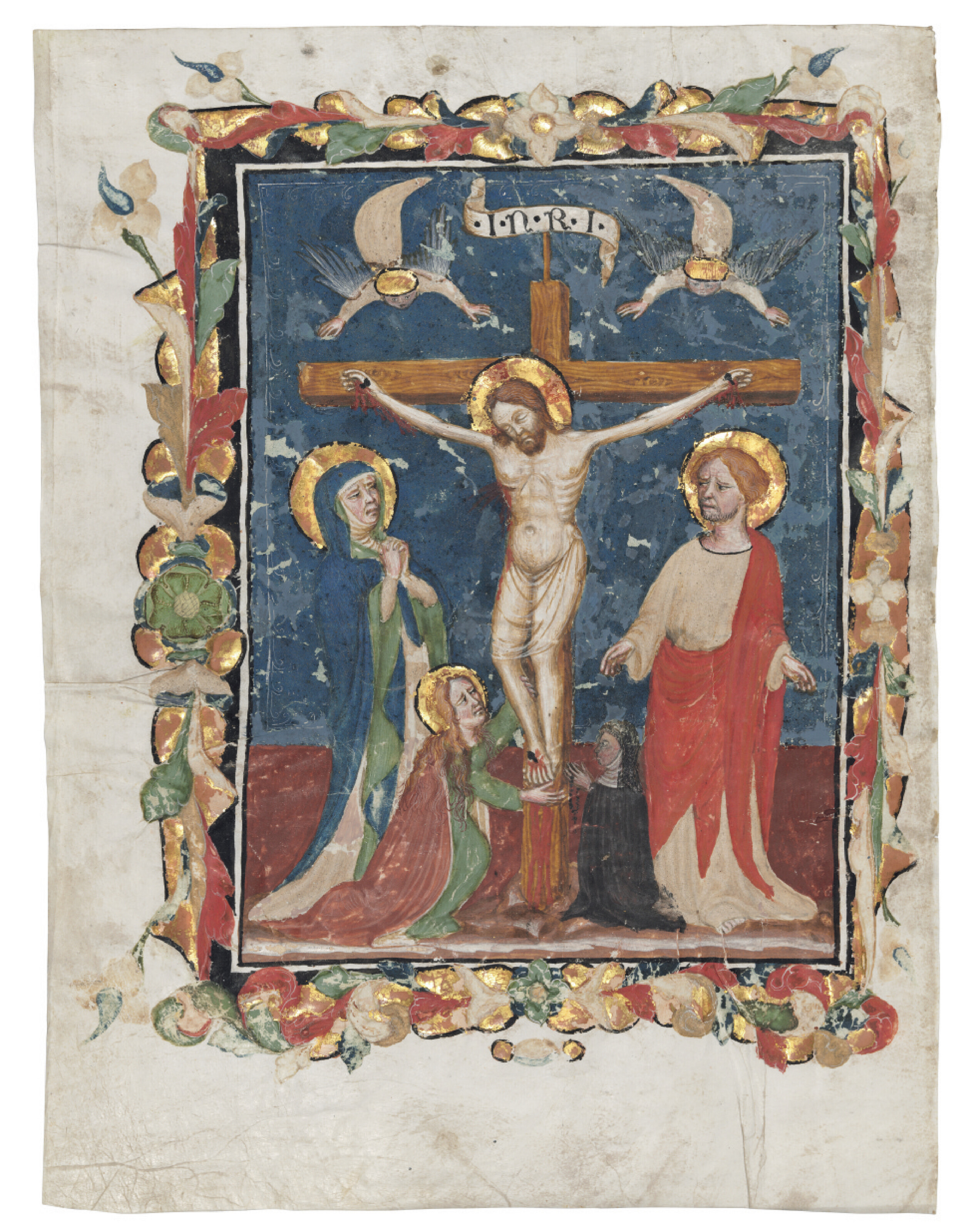 Circle of Jacopo di Paolo (c.1345-1430), The Crucifixion, miniature on a  leaf from an illuminated Missal on vellum [Bologna, c.1400] | Christie's
