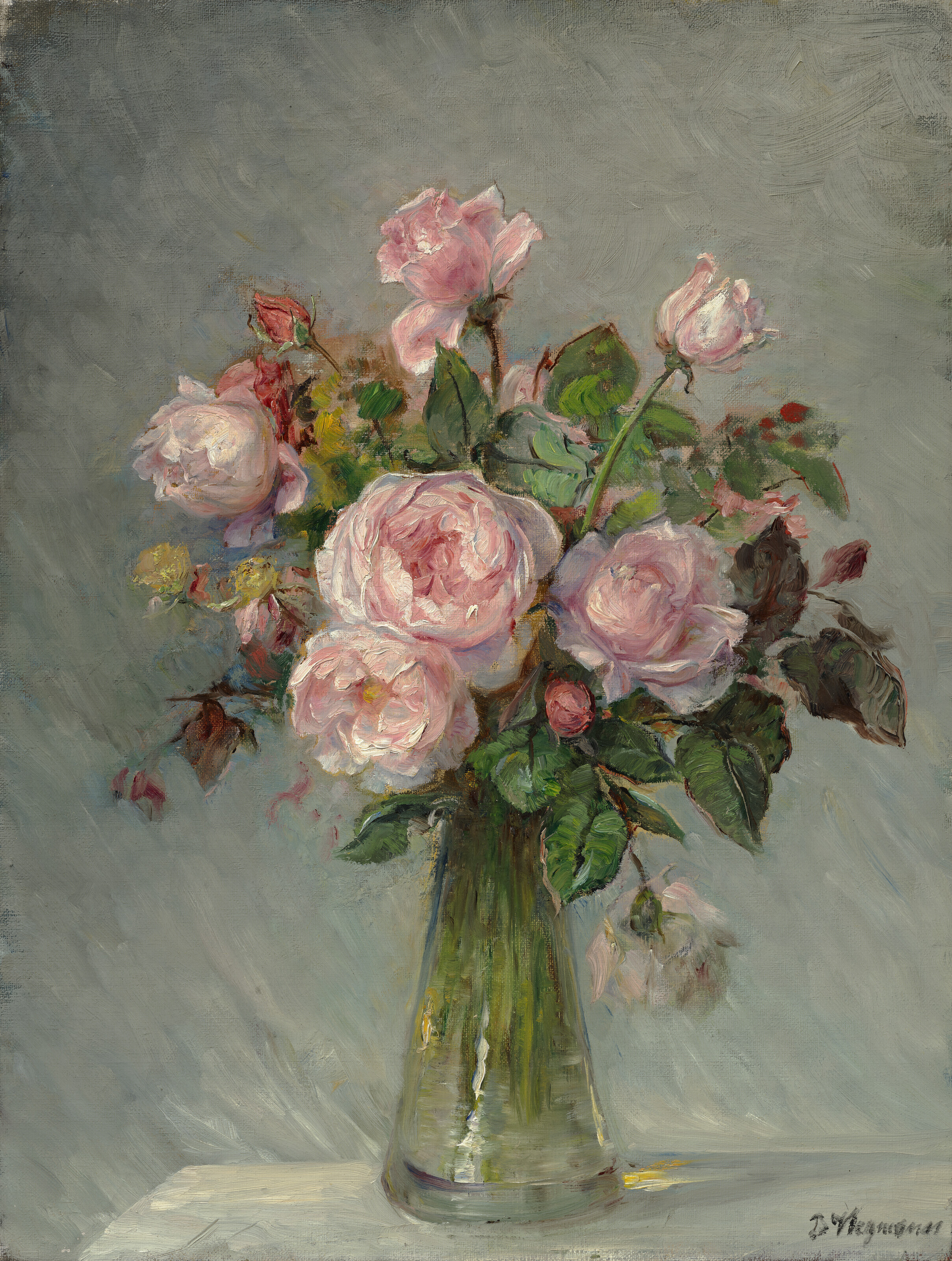 Bertha Wegmann, Roses in a glass vase, 1906, offered in British and European Art on 14 December 2023 at Christie's in London