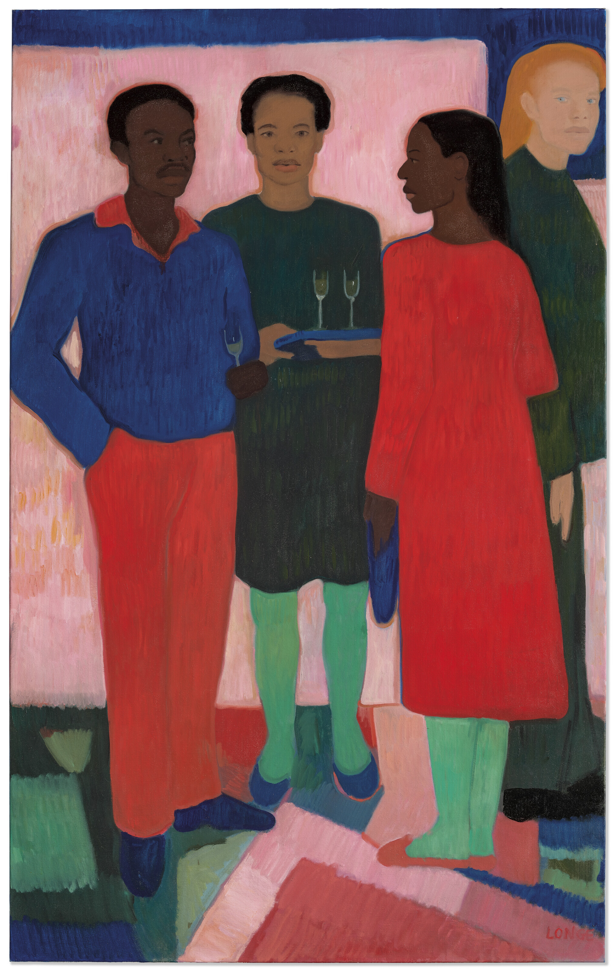 Sahara Longe (b. 1994), Party Scene, 2021, sold for £176,400 on 13 October 2023 at Christie's in London