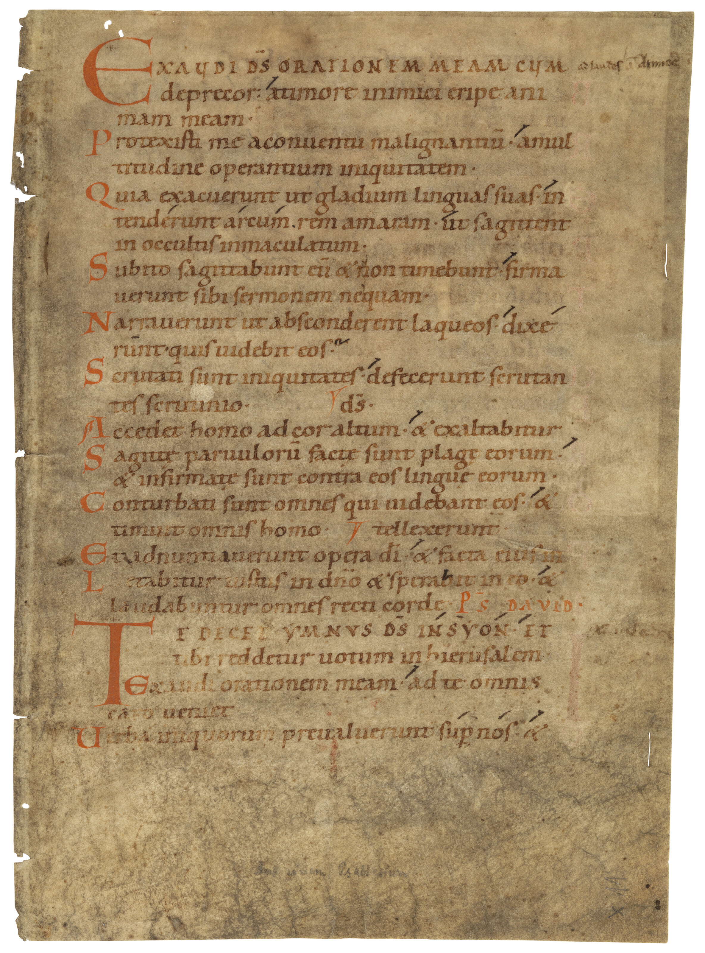 Catalog image of Two leaves from a Psalter, in Latin, manuscript on vellum [Germany, mid-11th century]