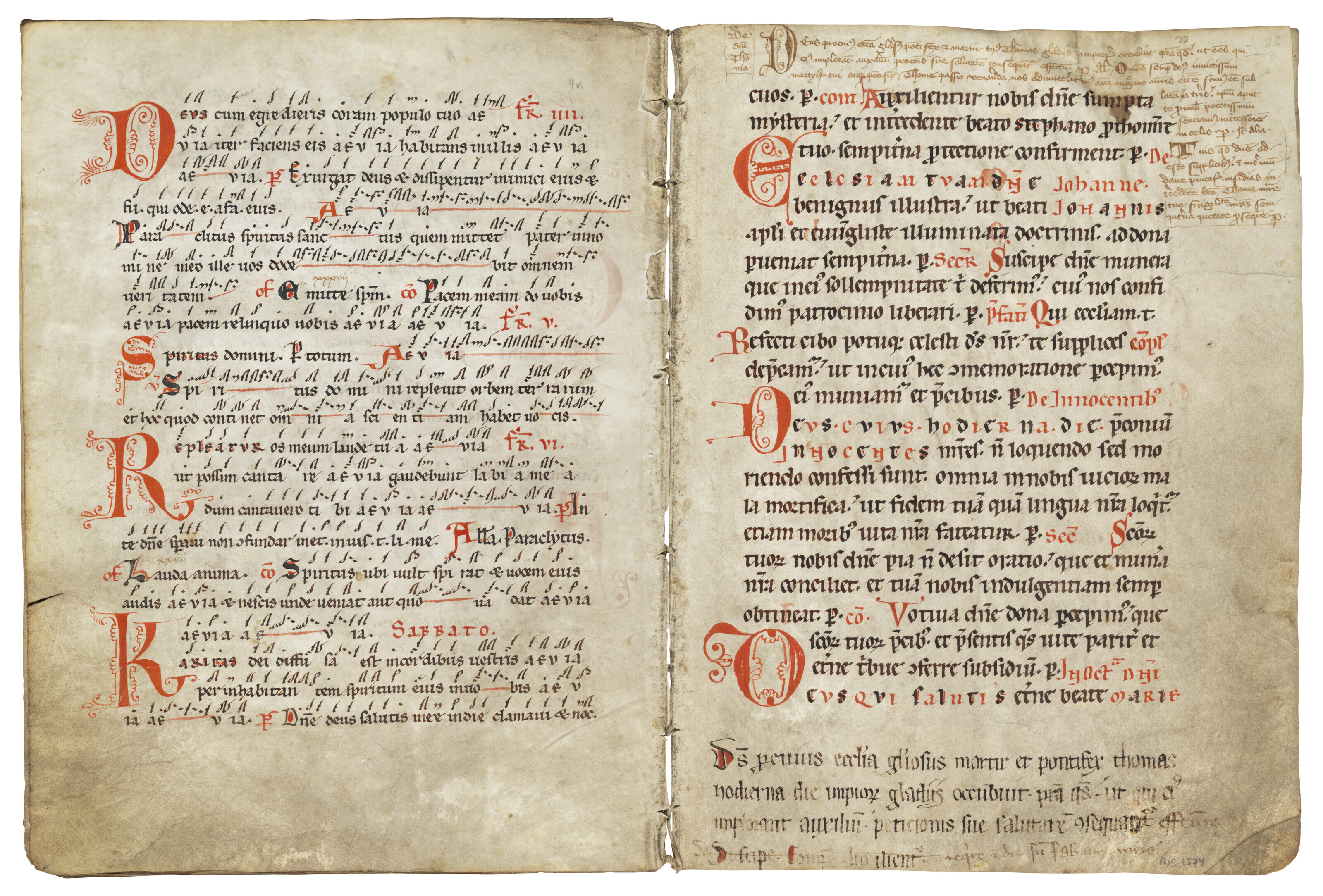 Early German neumesLeaves from a Sacramentary, in Latin, decorated ...