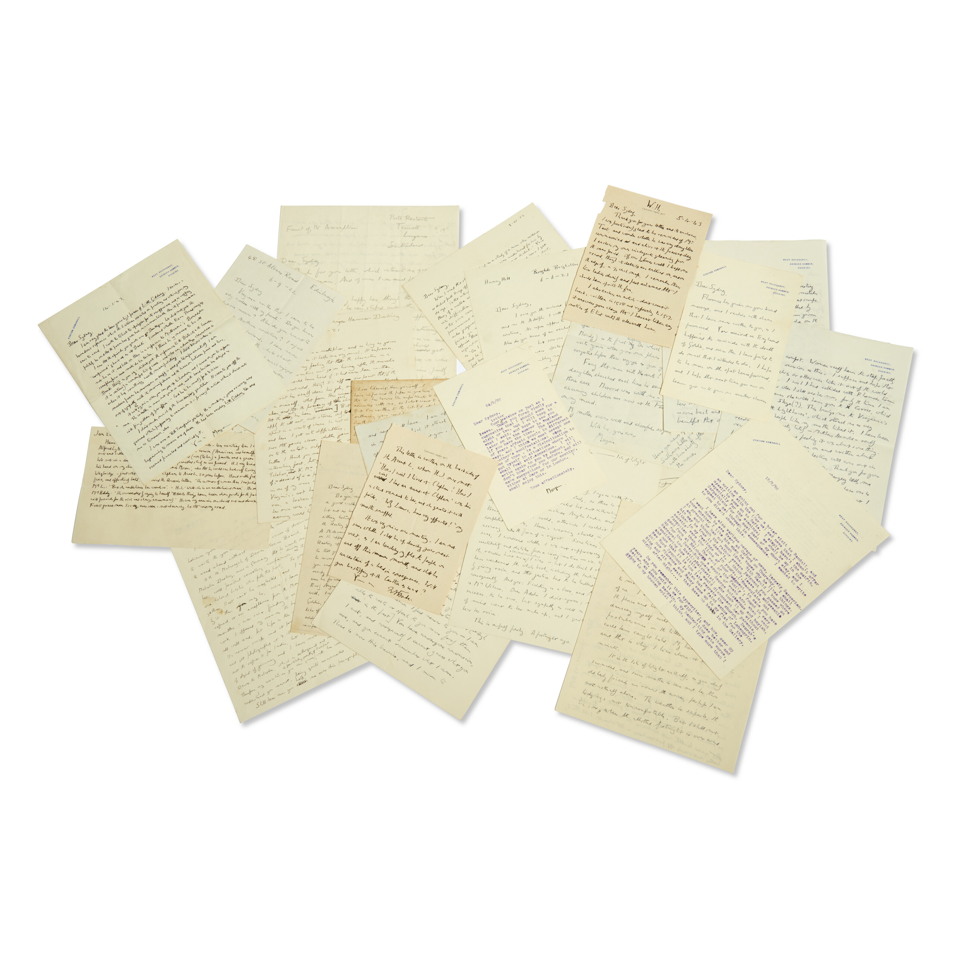 Catalog image of Series of 18 autograph letters, two typed letters and one autograph postcard si…