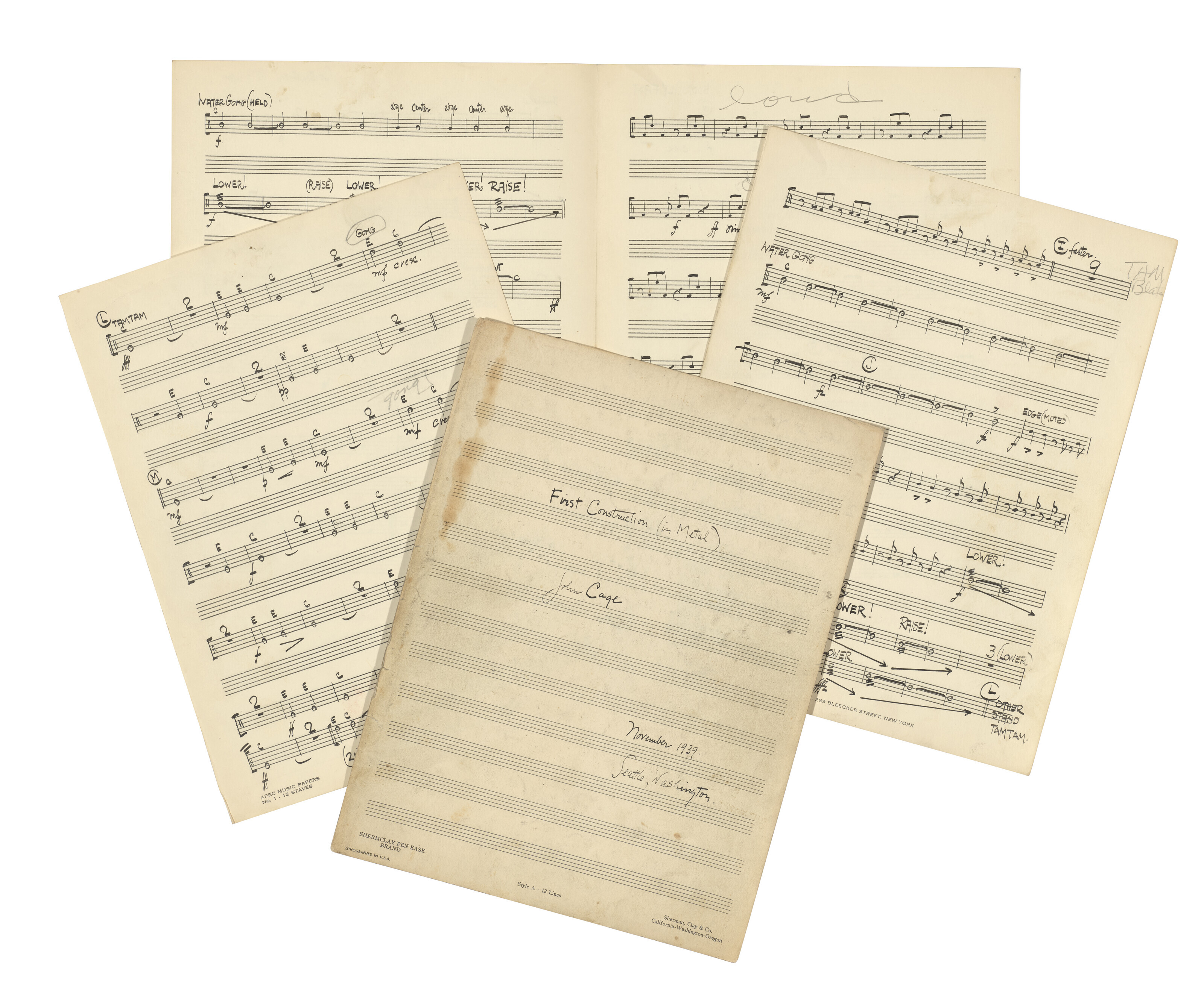 John Cage (1912-1992), Autograph music manuscript signed (on title