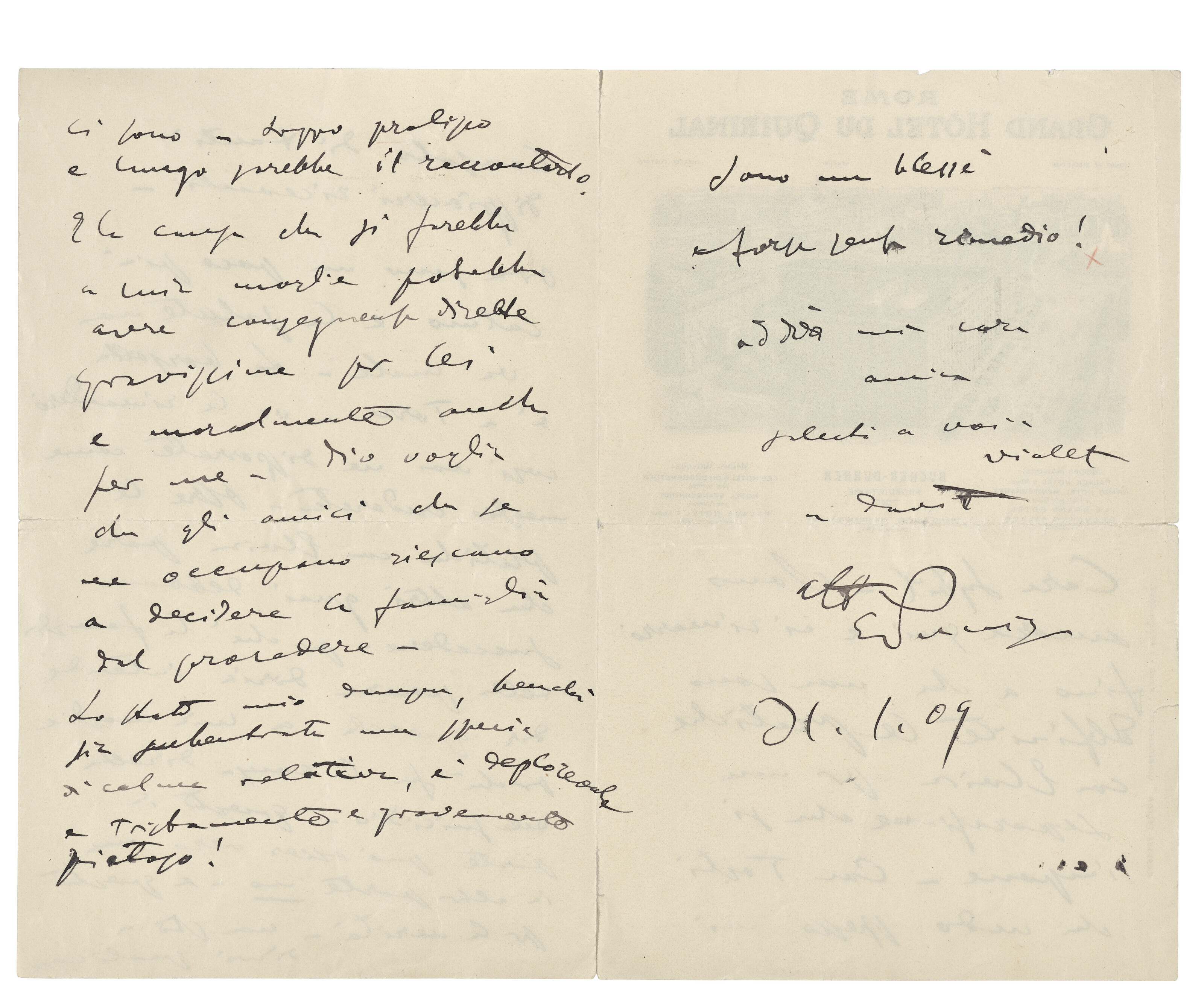 Puccini (18581924), Autograph letter signed (‘G. Puccini’) to