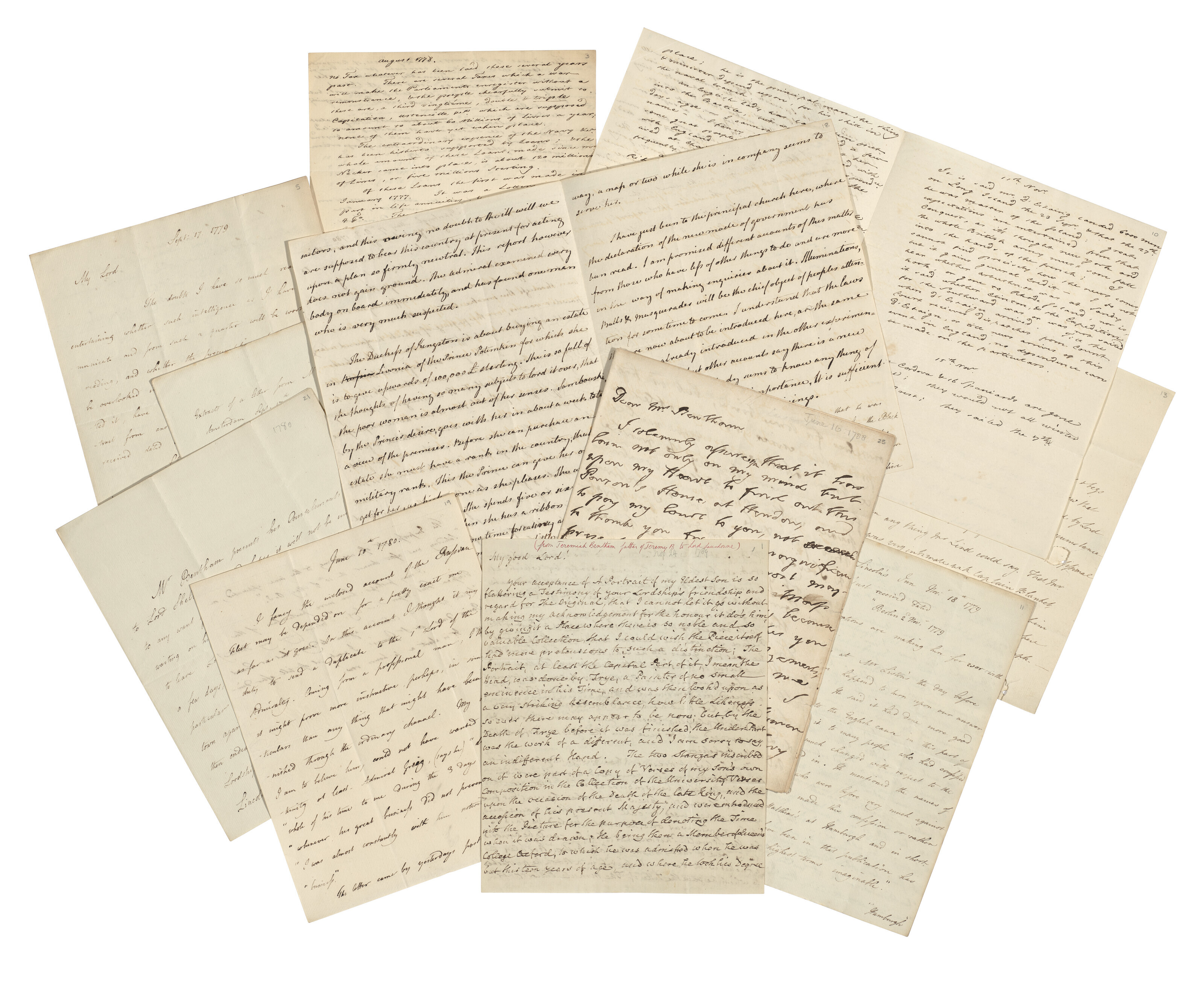 Catalog image of Autograph letters to the 1st Marquess of Lansdowne, 1778-1784