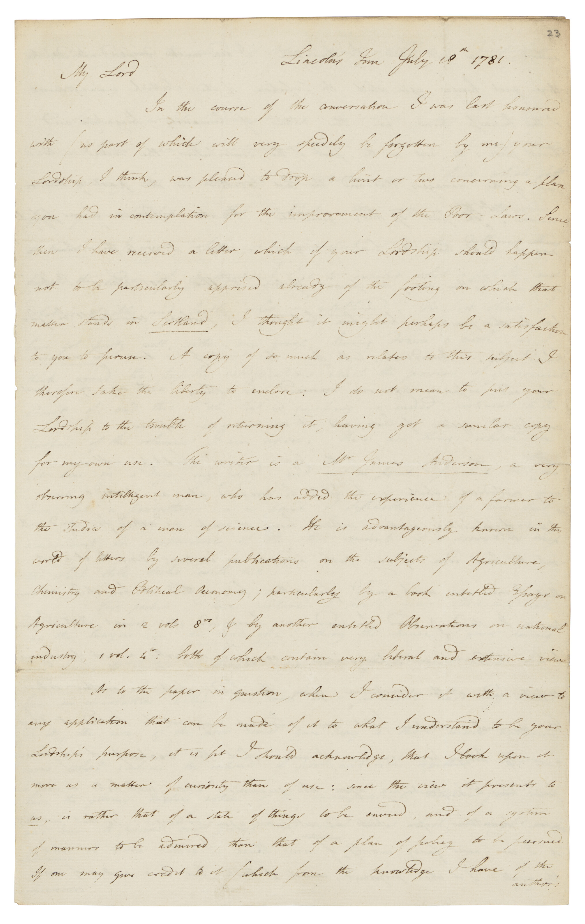 Catalog image of Autograph letter signed (‘Jeremy Bentham’) to [William Petty], Earl Shelburne […