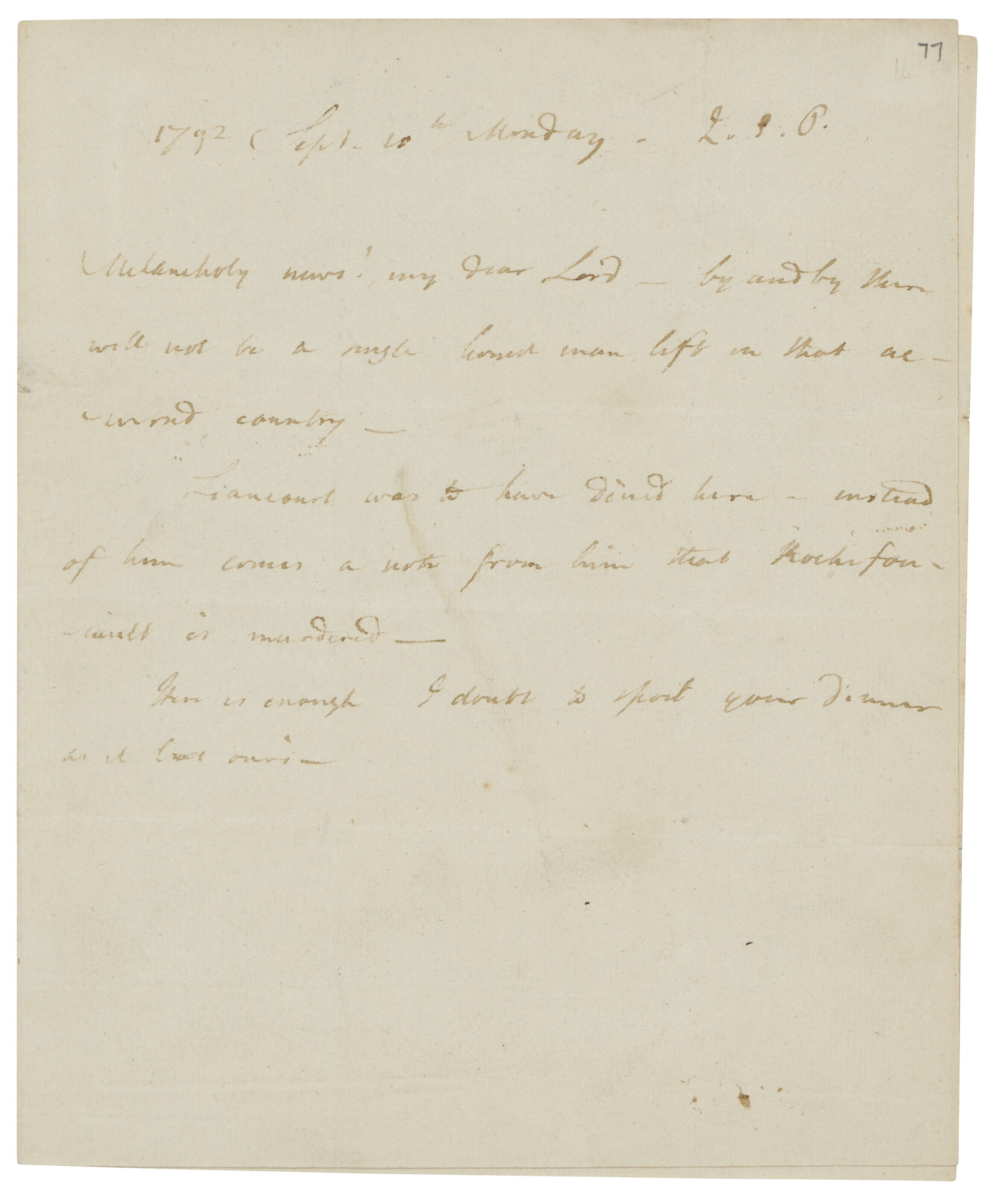 Catalog image of Seven autograph letters to [William Petty, the Marquess of Lansdowne], Dover St…