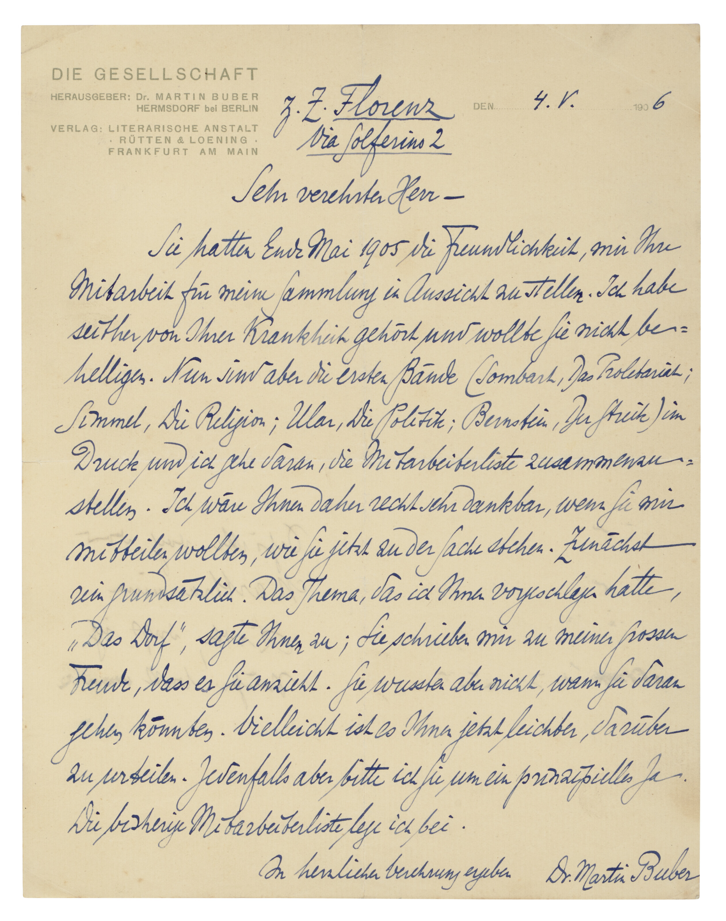 Martin Buber (1878 1965) 7 autograph letters signed ( Martin Buber