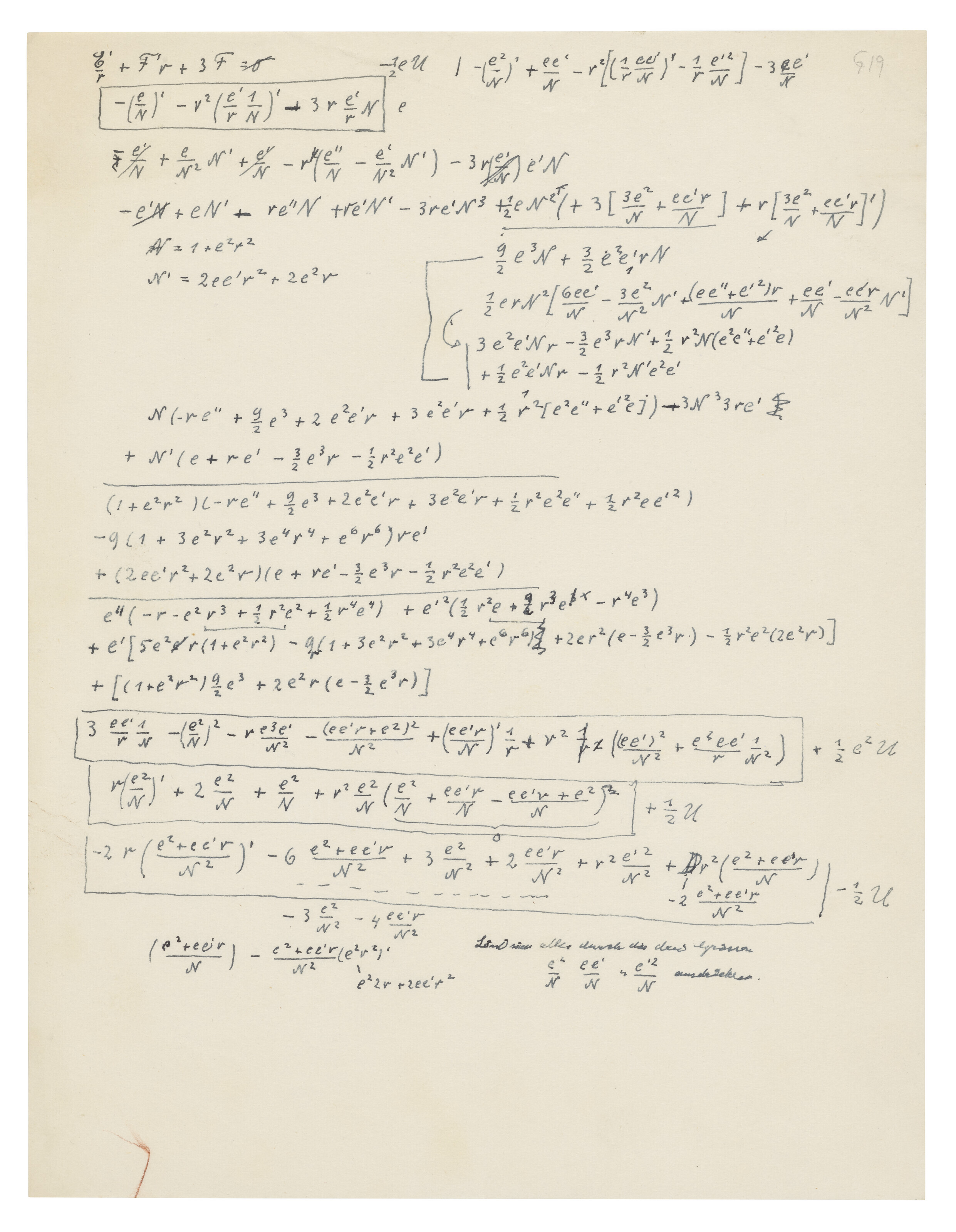 Catalog image of Autograph manuscript of scientific calculations, n.d. [c.1950]