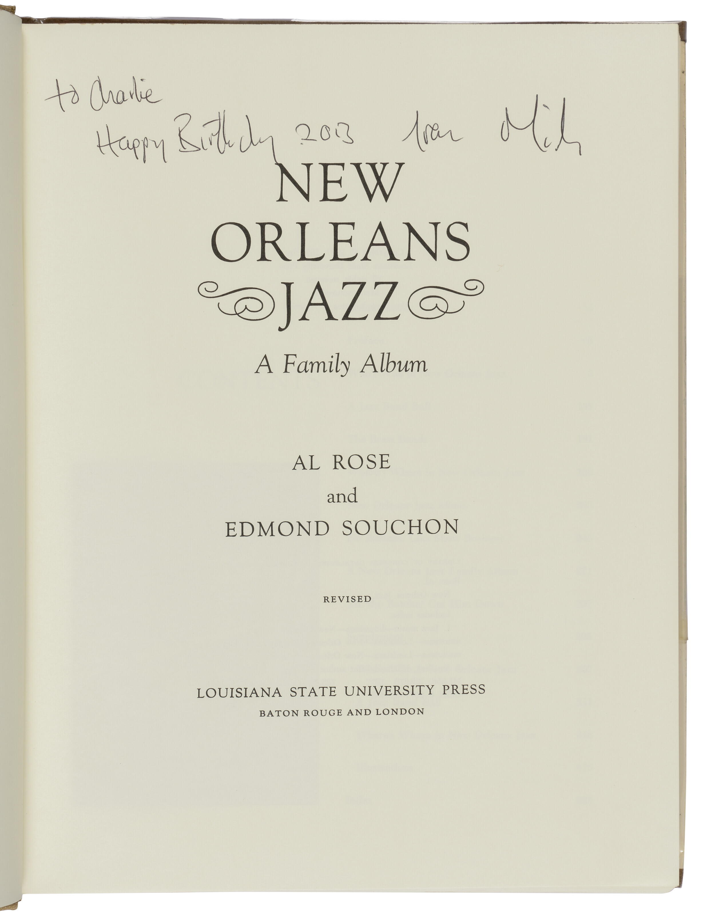 New Orleans Jazz, inscribed by Mick Jagger, AL ROSE AND EDMOND SOUCHON ...