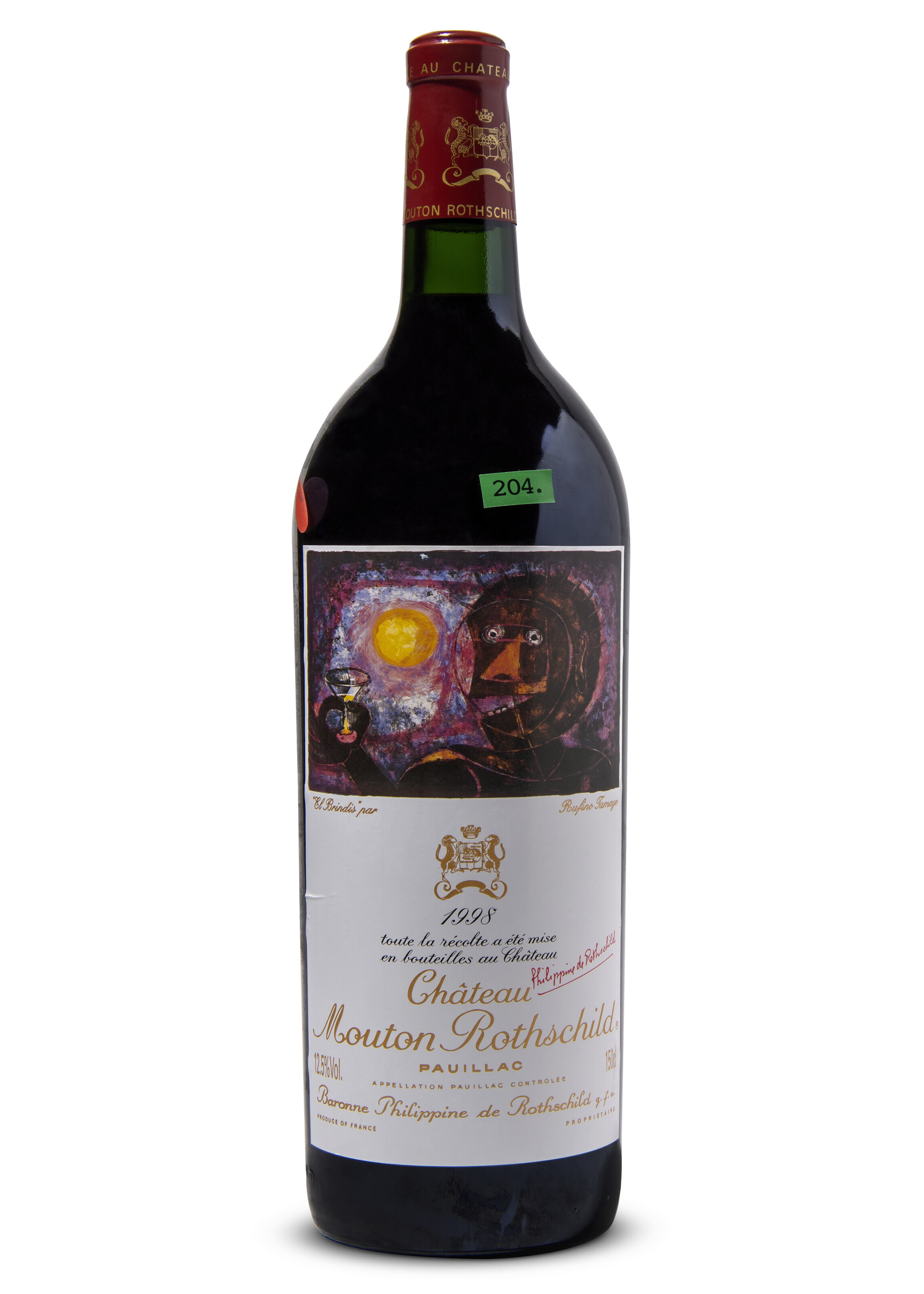 Étiquette Château Mouton-Rothschild 1998 – Œuvre Rufino Tamayo (Pauillac) – Occasion