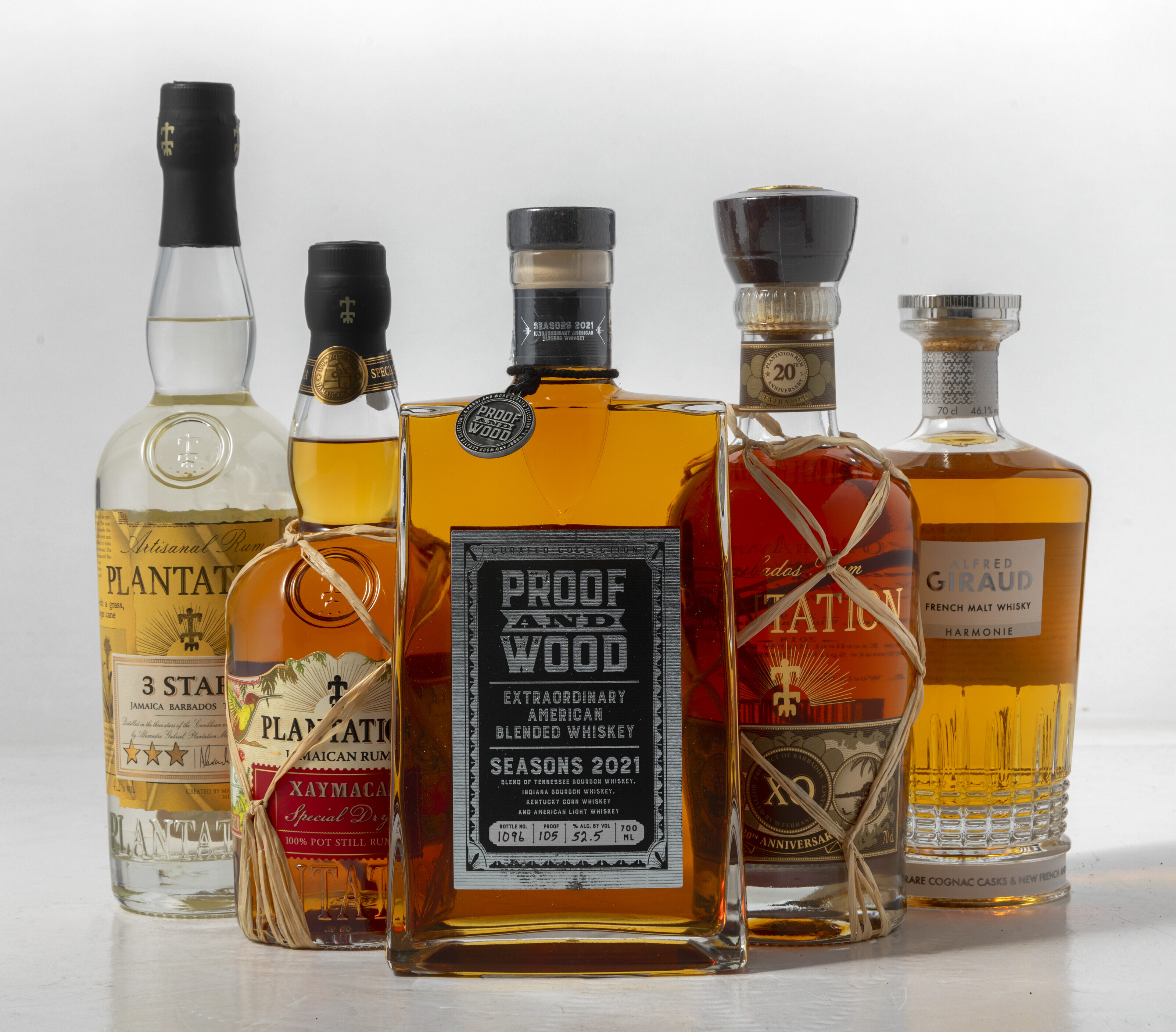 Mixed US and French Whisky and Rum, Proof and Wood Seasons 2021Curated