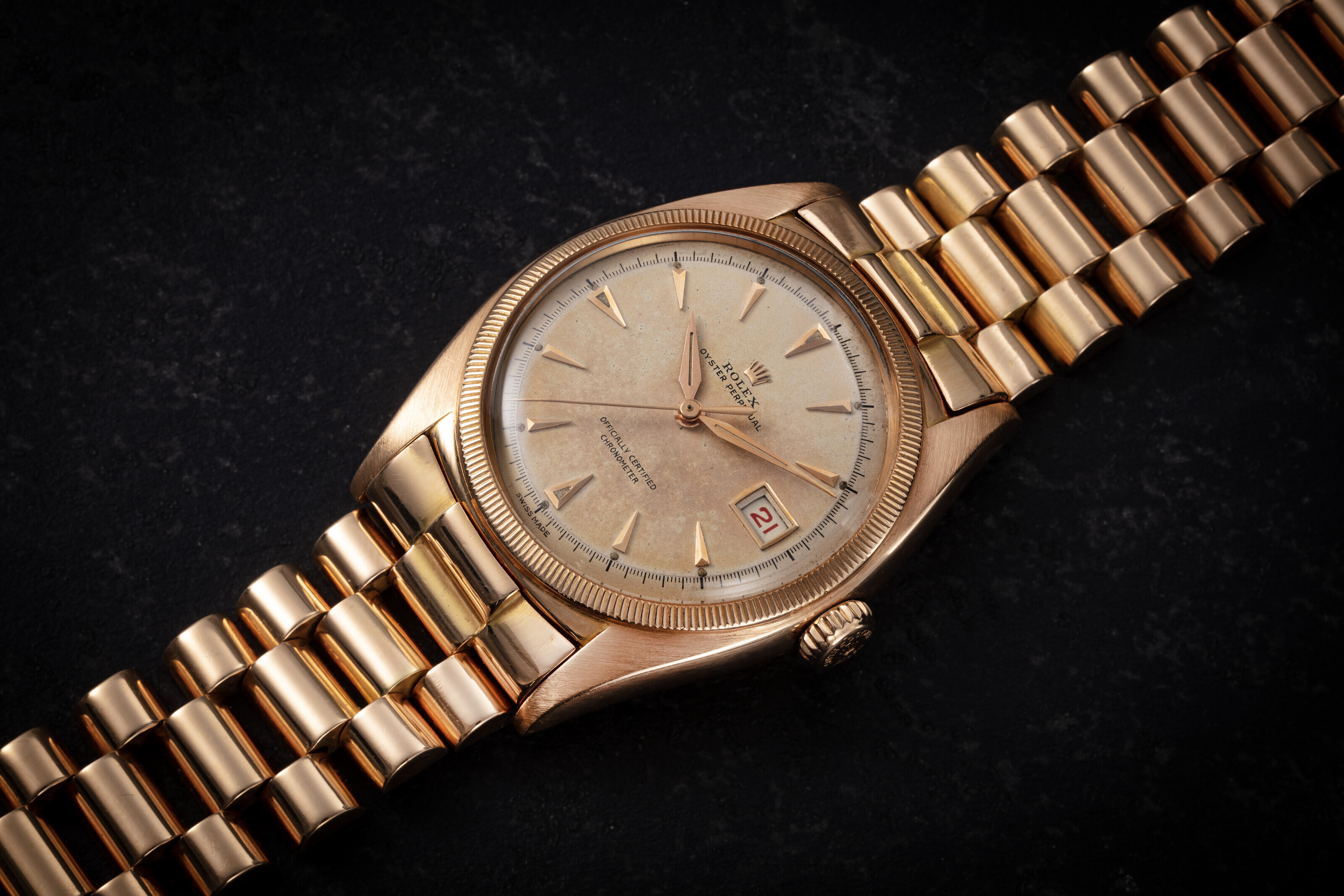 ROLEX, OYSTER PERPETUAL 6105, A RARE AND ATTRACTIVE AUTOMATIC