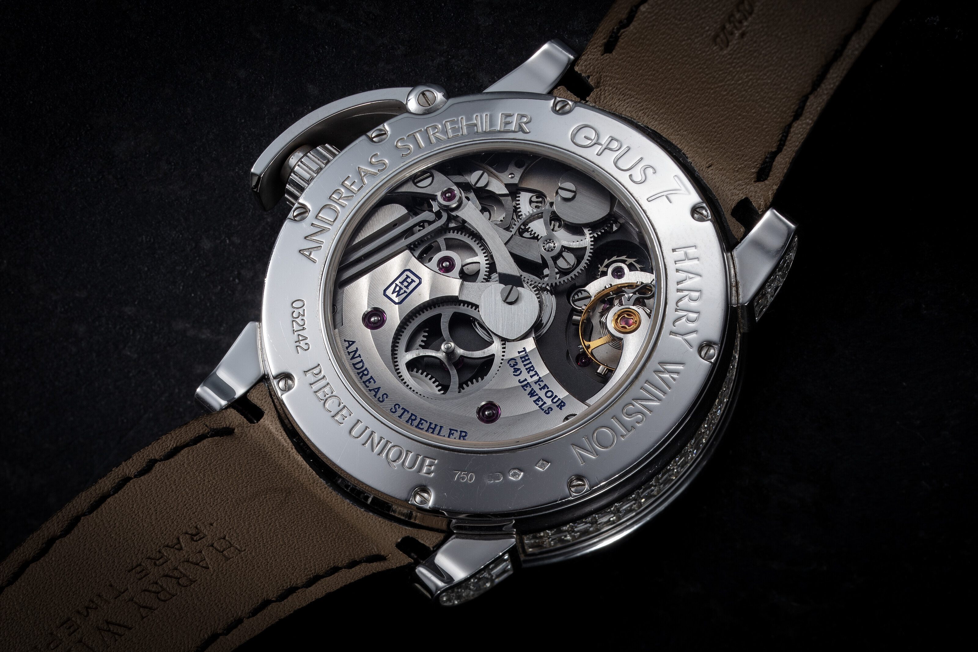 HARRY WINSTON ANDREAS STREHLER OPUS 7 A UNIQUE GOLD DIAMOND AND SAPPHIRE SET WRISTWATCH WITH SEMI SKELETONISED MOVEMENT CASE NUMBER 032 142 Christie s