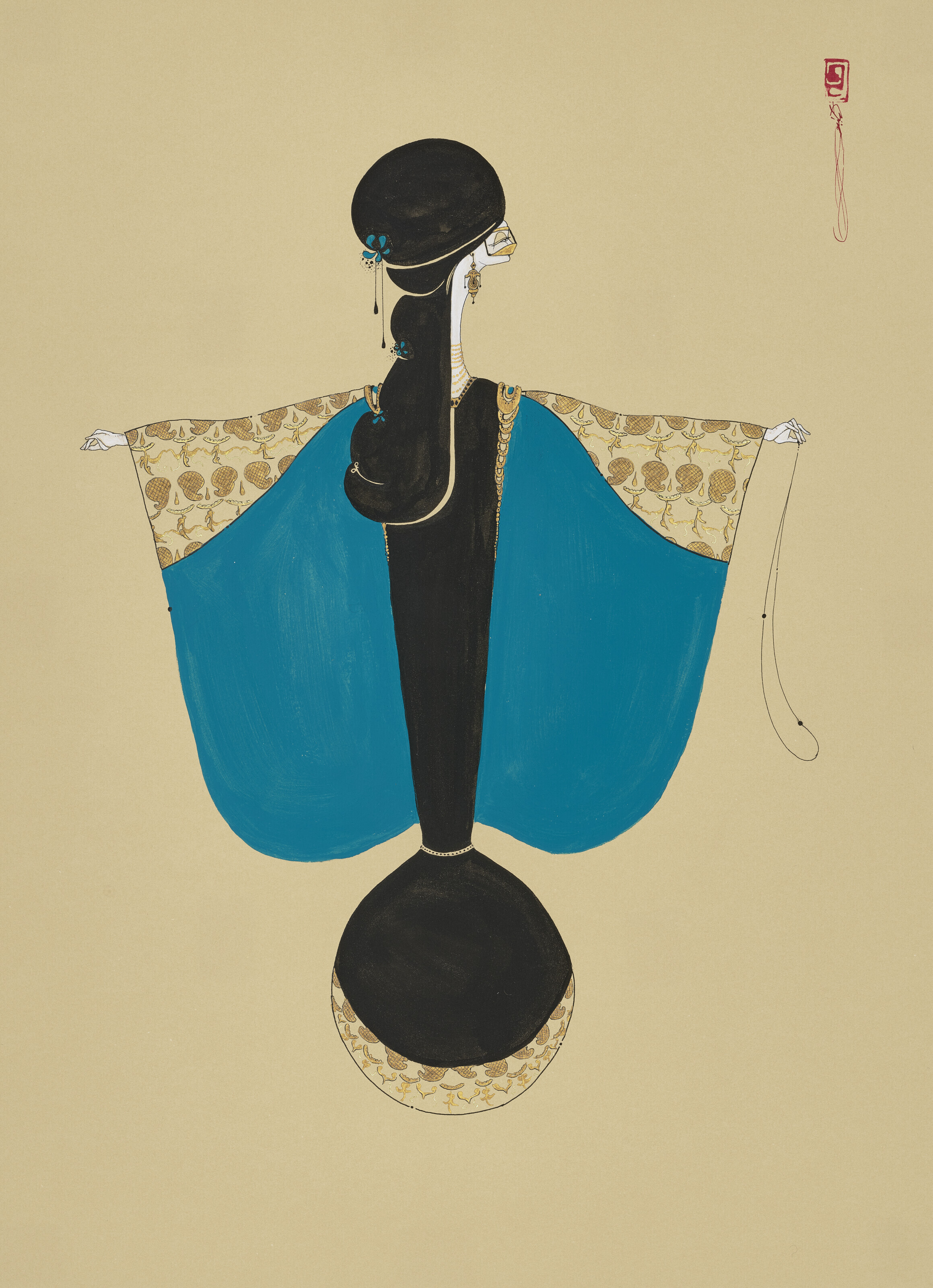 Hayv Kahraman (b. 1981), Untitled, 2011. Gouache and metallic paint on watercolour paper. 21⅞ x 16&frac14; in (55.7 x 41.3 cm). Sold for $63,000 on 16 May 2023 at Christie’s Online