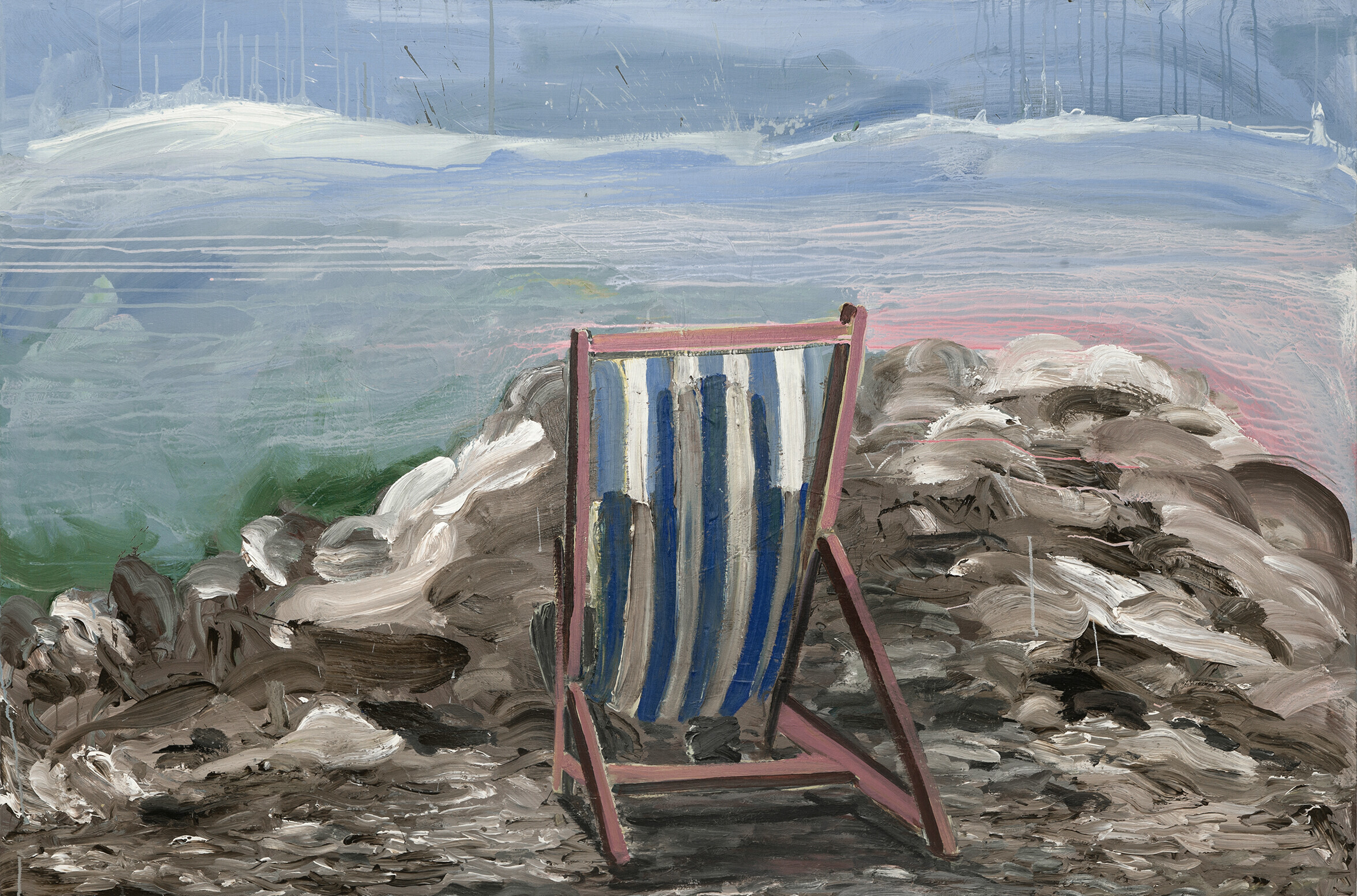 Hesam Rahmanian (b. 1980), Watching the Fading Fog, 2012. Acrylic on canvas. 46⅞ x 70&frac34; in (119 x 179.7 cm). Sold for $6,930 on 16 May 2023 at Christie’s Online