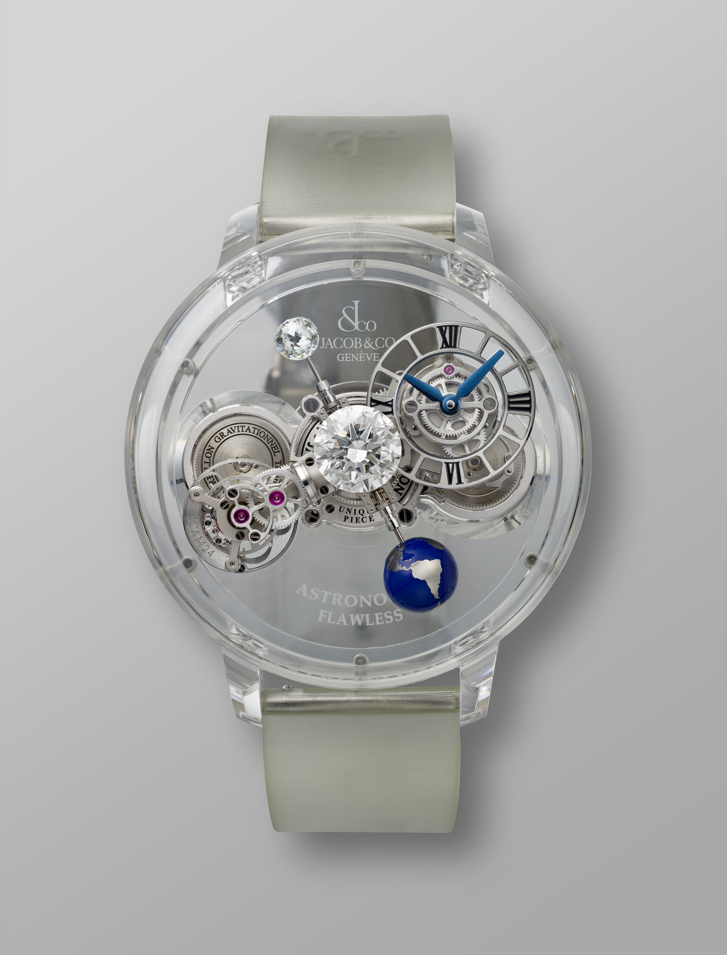 JACOB & CO, MAGNIFICIENT AND UNIQUE SAPPHIRE TRIPLE AXIS TOURBIL
