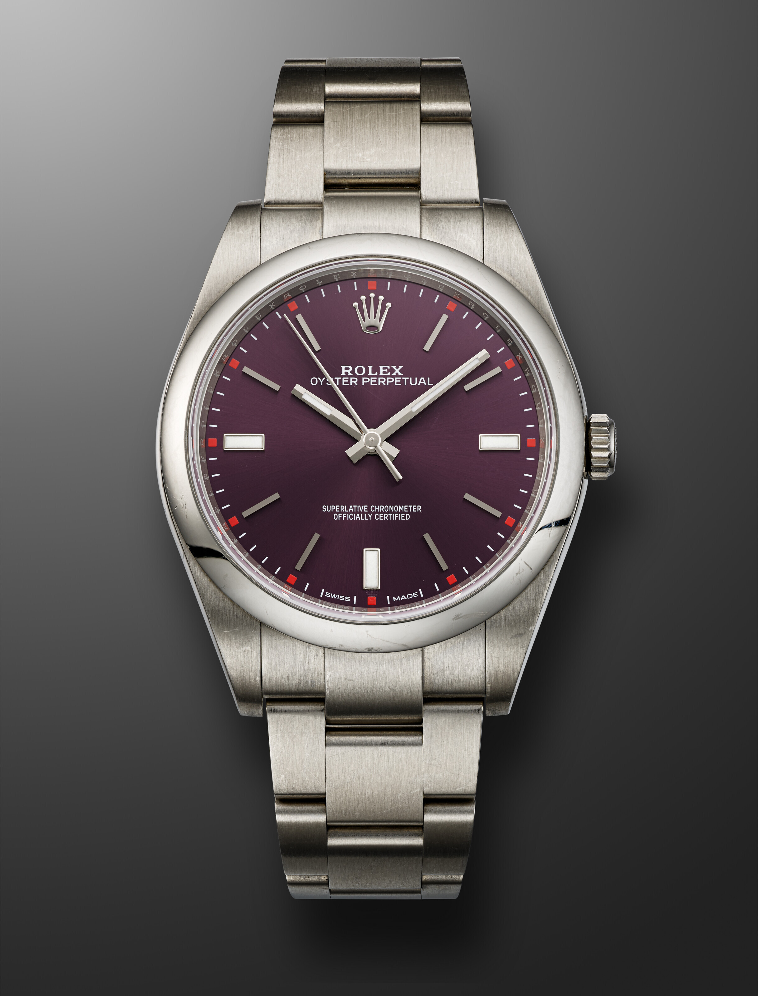 Rolex oyster perpetual purple dial on sale