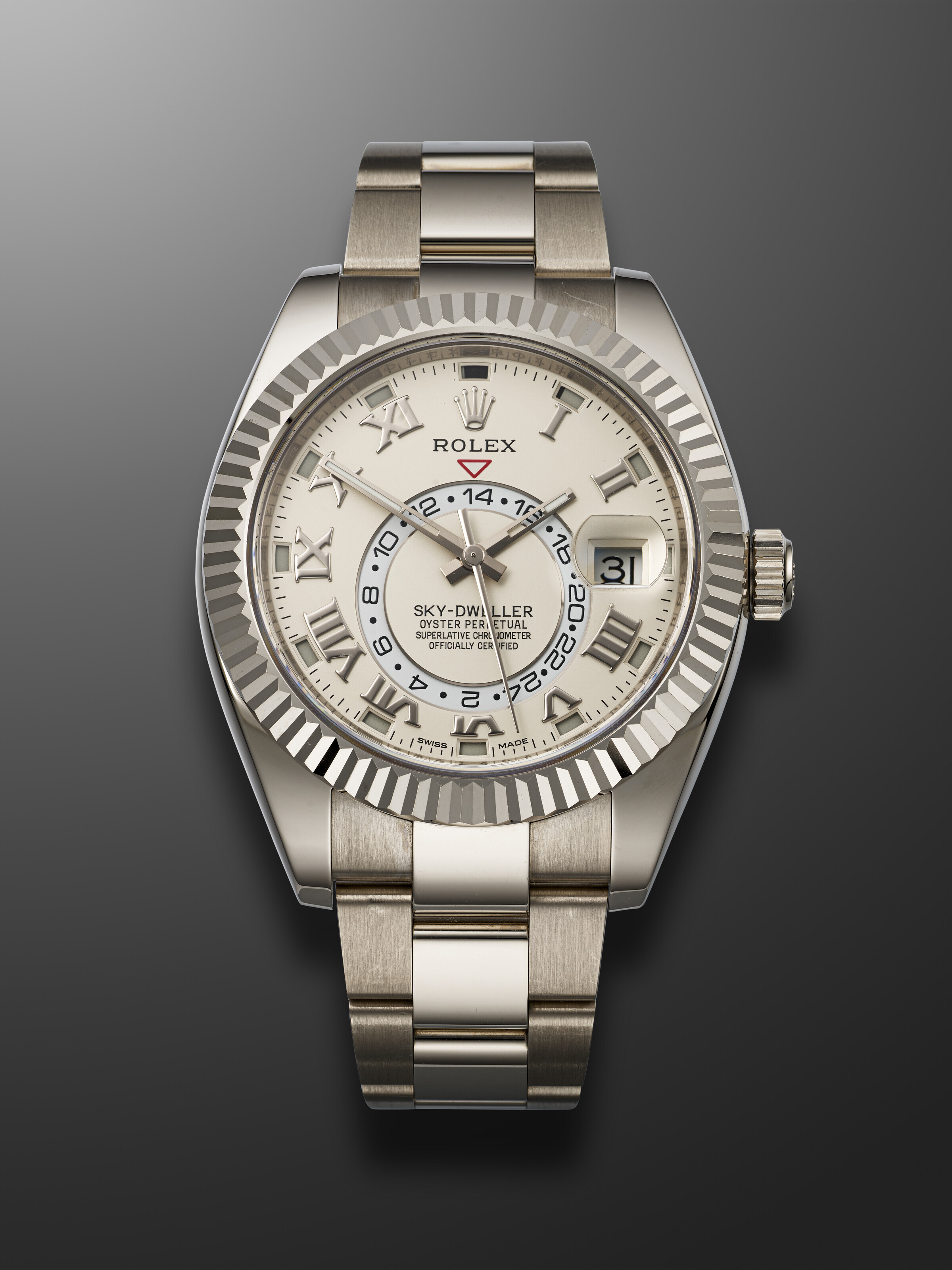 ROLEX, WHITE GOLD DUAL-TIME ANNUAL CALENDAR 'SKY-DWELLER', REF