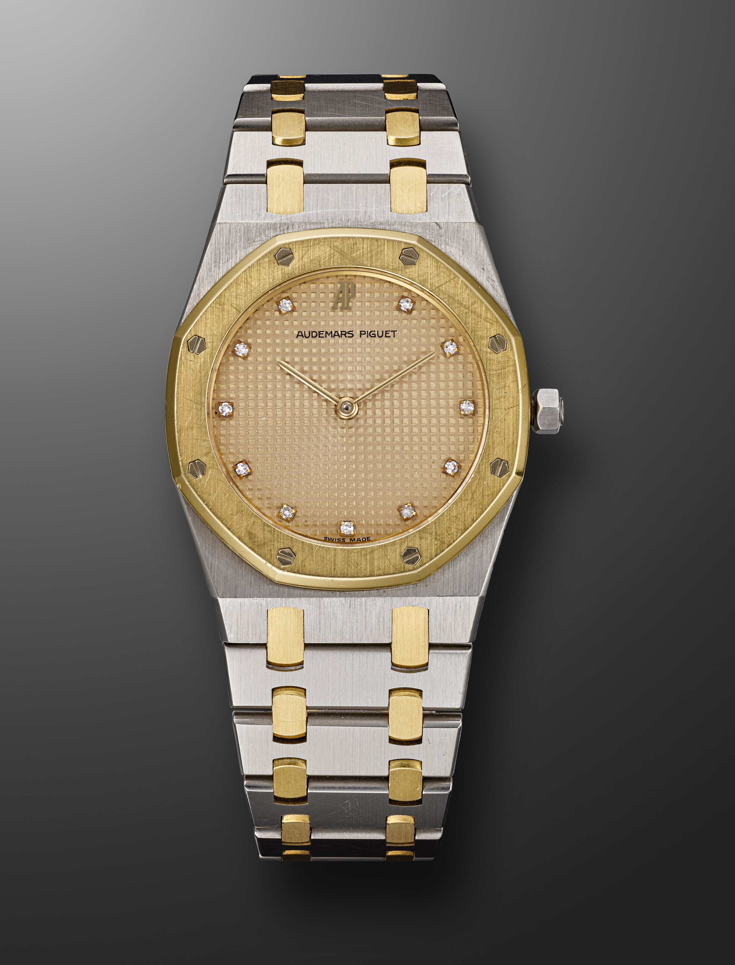 AUDEMARS PIGUET, STAINLESS STEEL AND YELLOW GOLD 'LADY ROYAL OAK' WITH ...