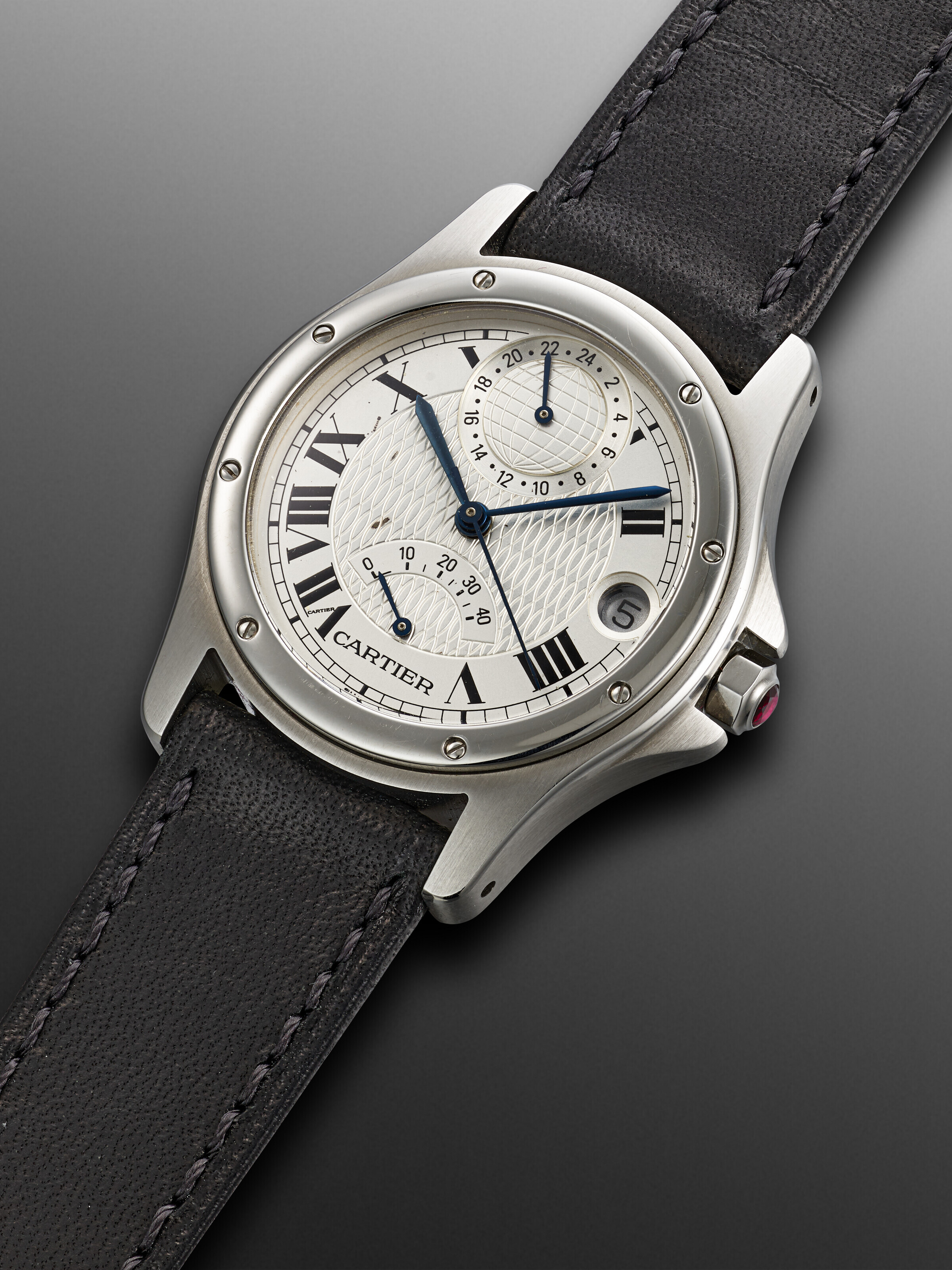 CARTIER, PROTOTYPE STAINLESS STEEL DUAL TIME 'SANTOS RONDE AVIATOR