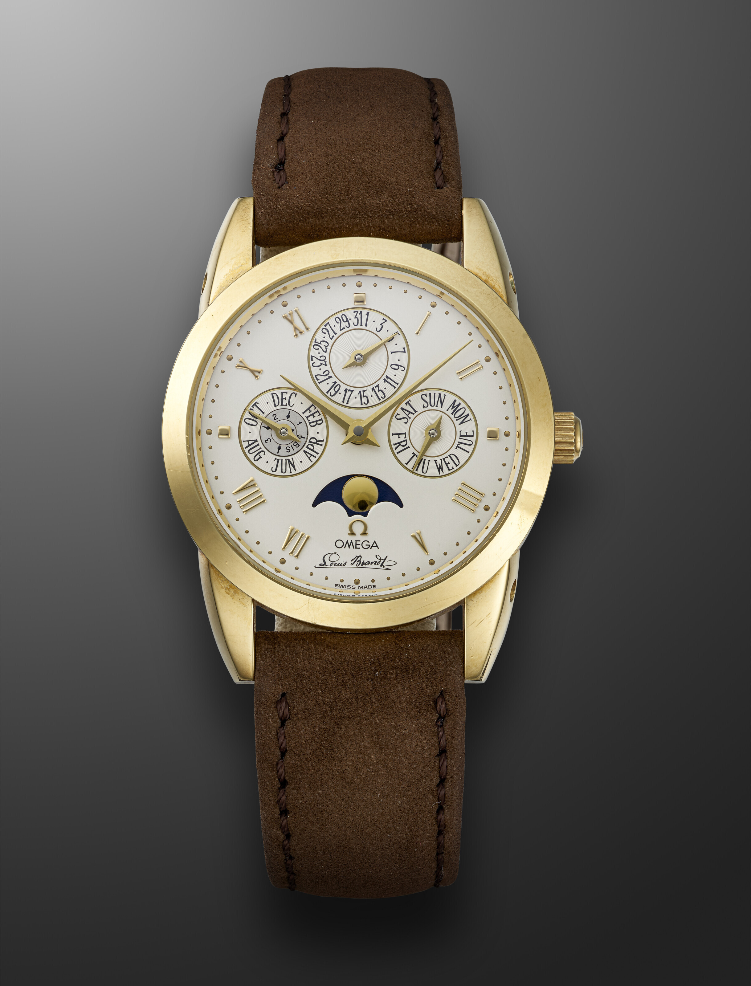 OMEGA, YELLOW GOLD PERPETUAL CALENDAR 'LOUIS BRANDT' WITH MOON PHASES