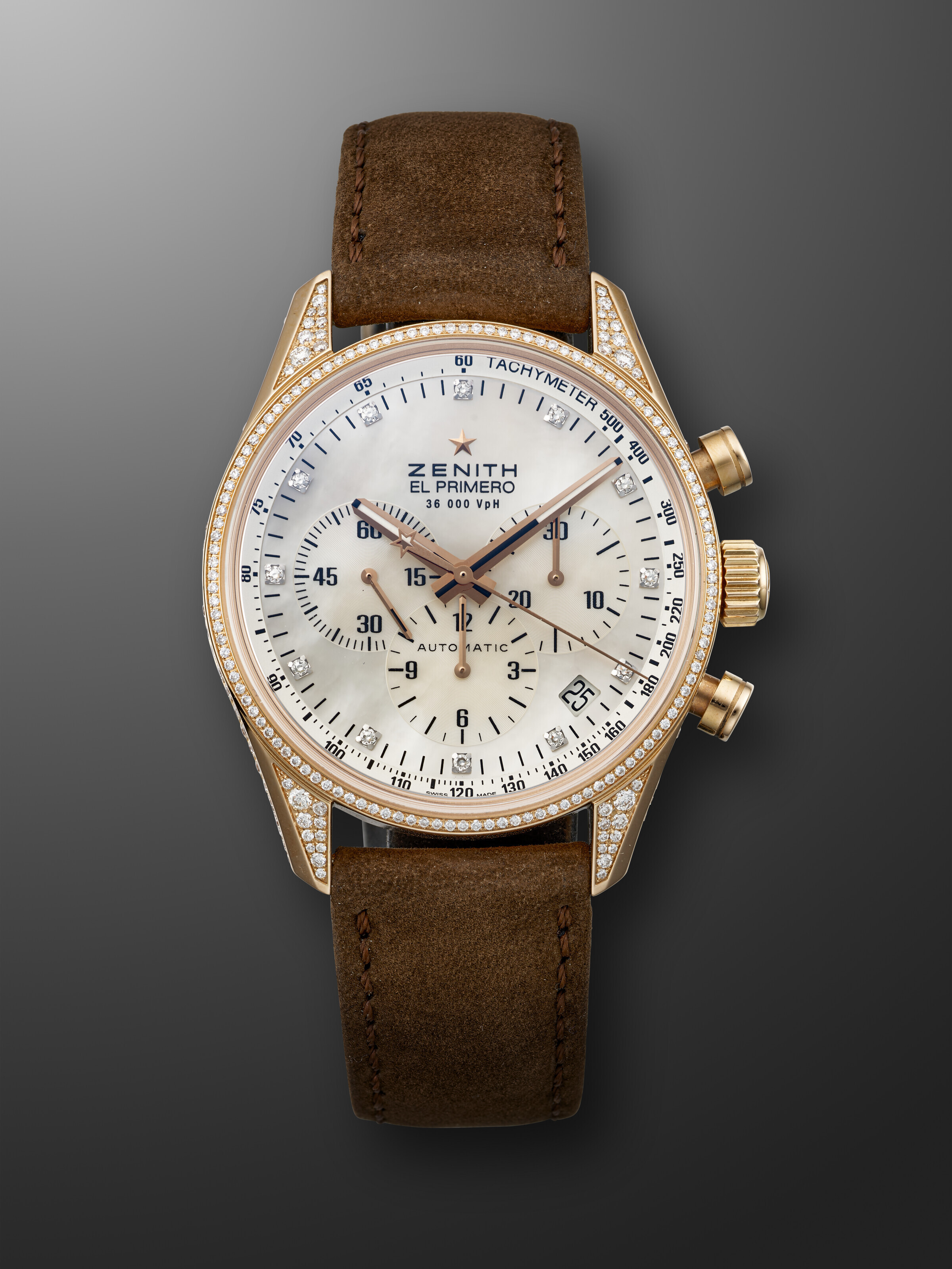 ZENITH, PINK GOLD AND DIAMOND-SET CHRONOGRAPH 'EL PRIMERO' WITH