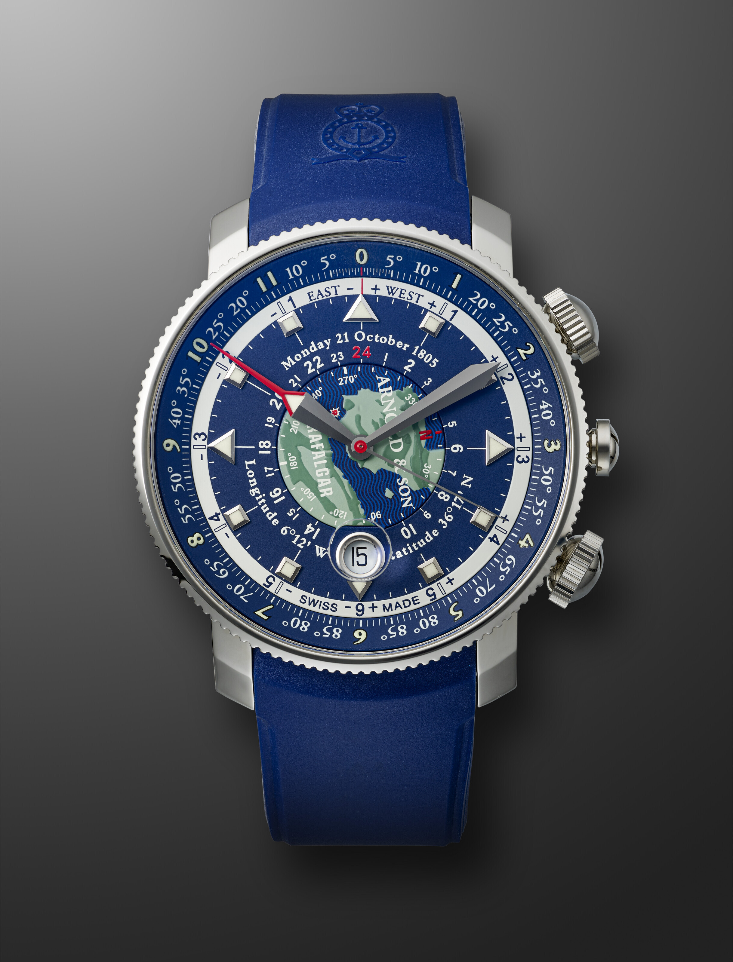 ARNOLD SON LIMITED EDITION STAINLESS STEEL GMT LONGITUDE II