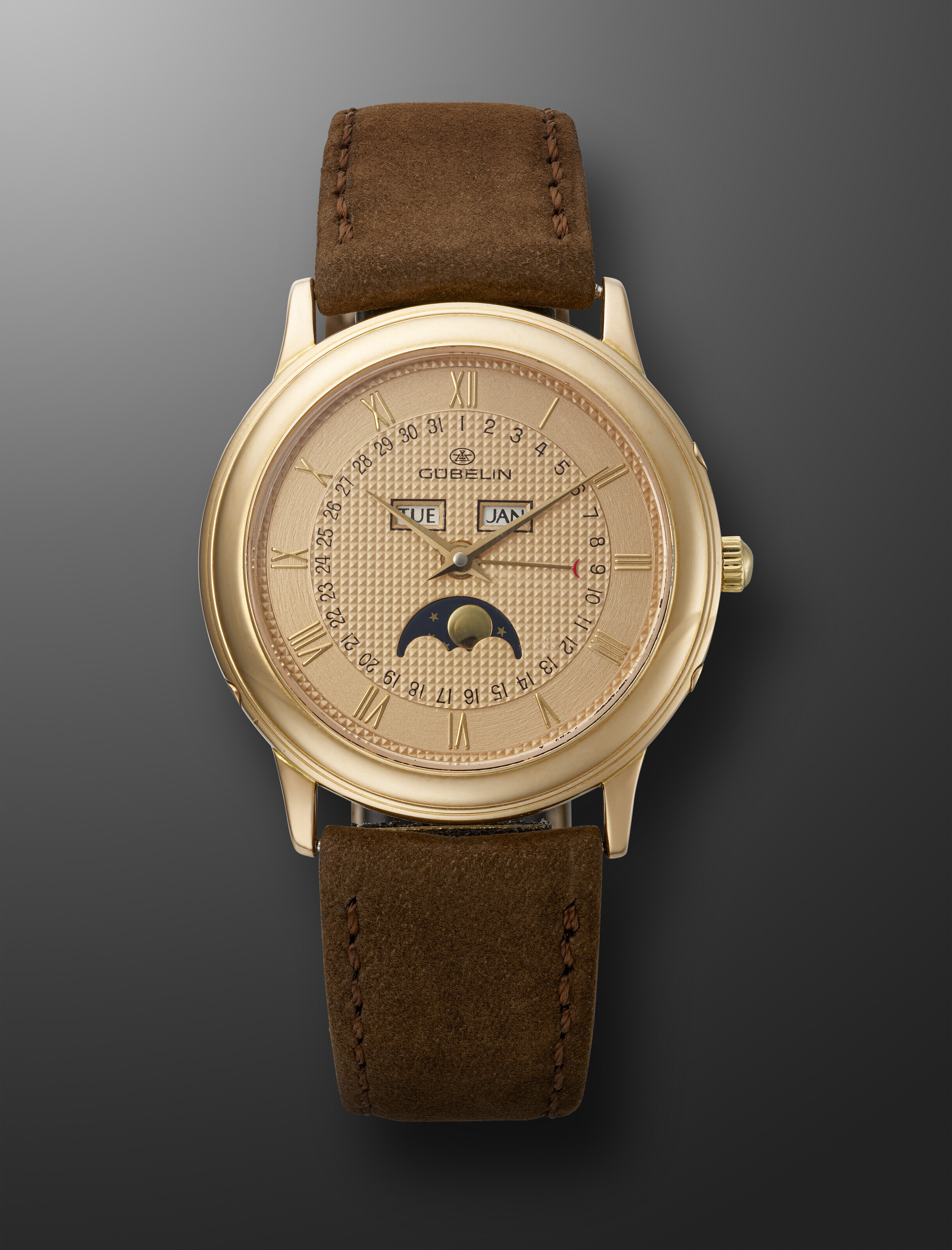 GÜBELIN PINK GOLD TRIPLE CALENDAR WRISTWATCH Christie s