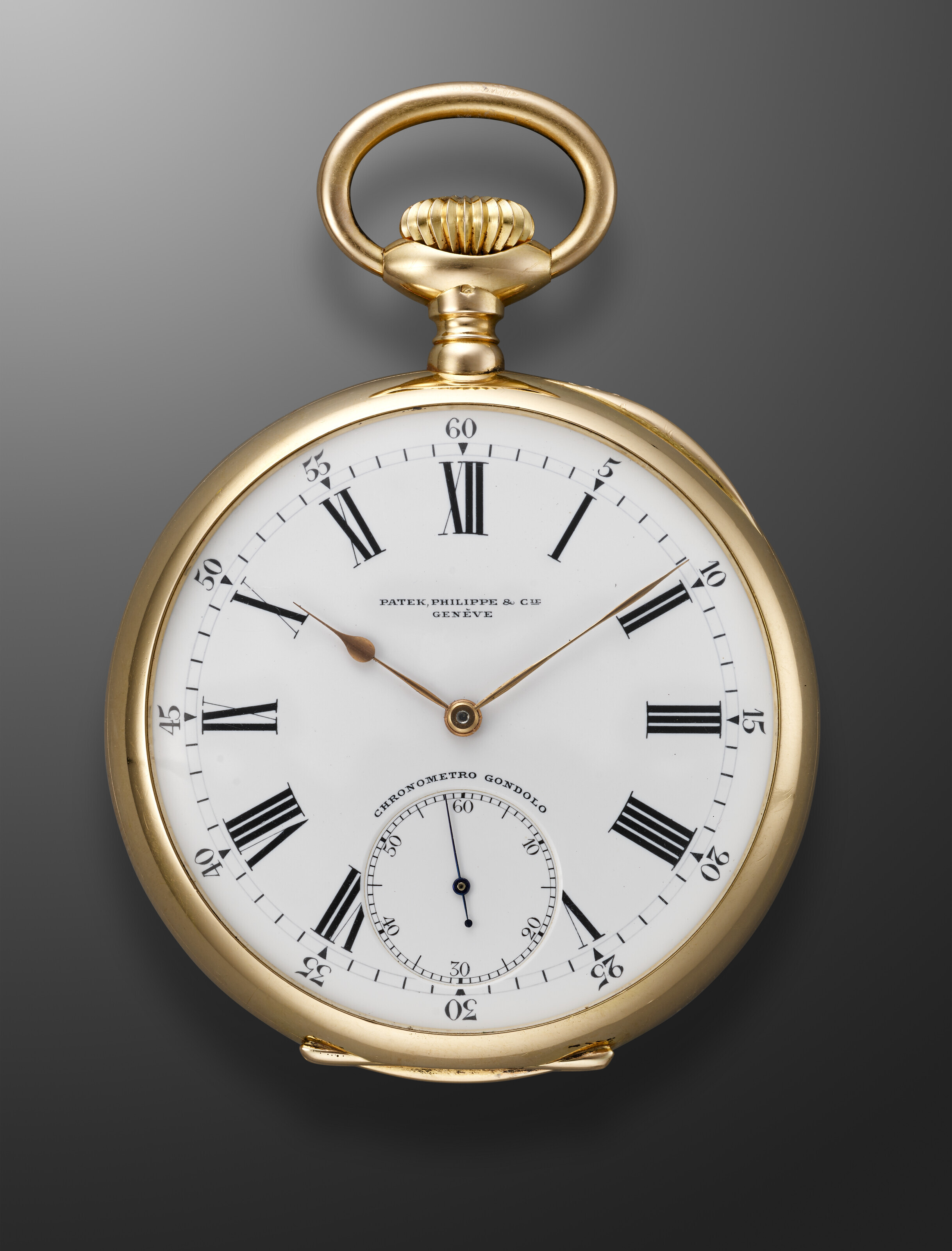 PATEK PHILIPPE, YELLOW GOLD OPENFACE POCKET WATCH 'CHRONOMETRO