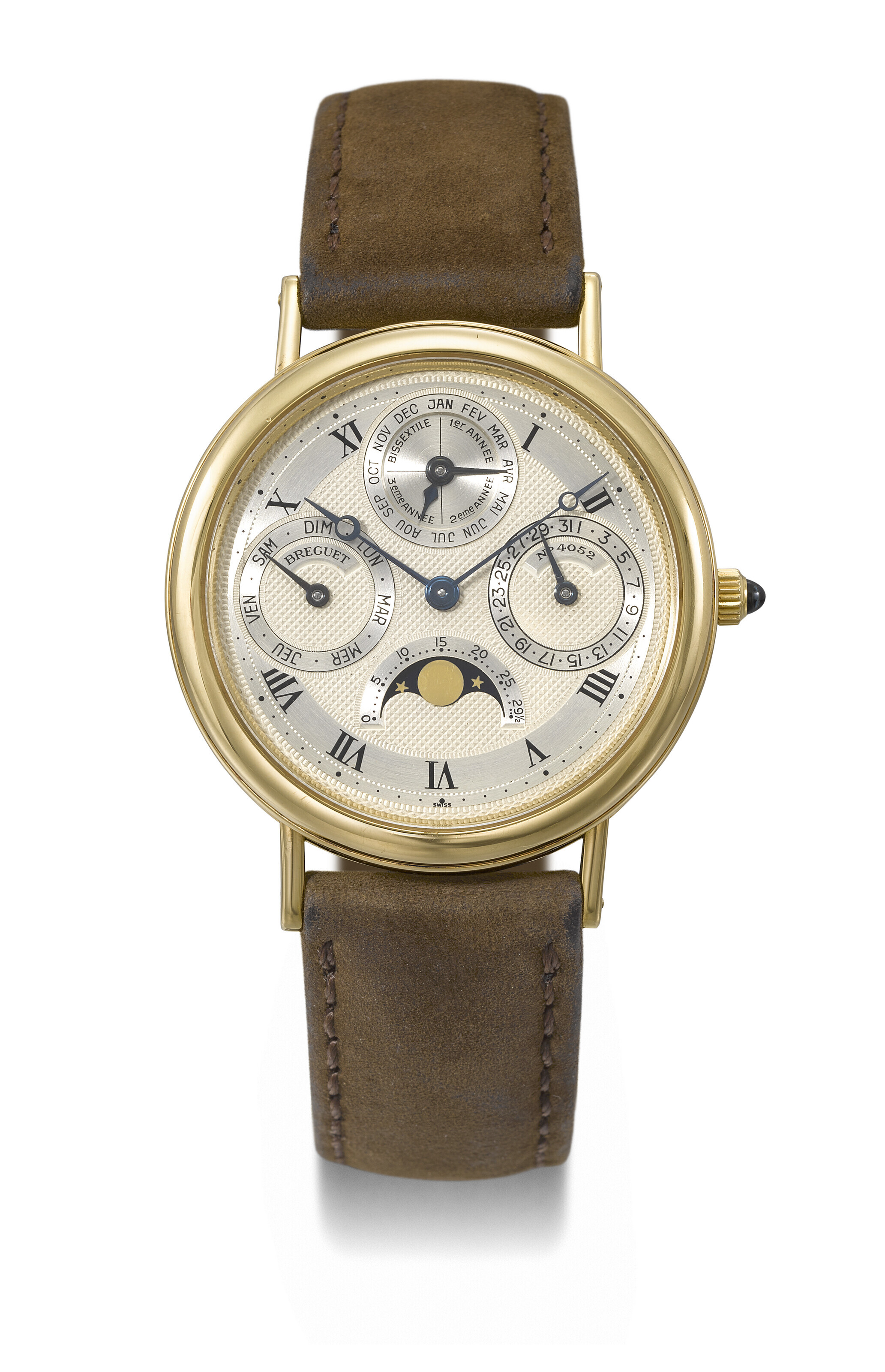 BREGUET. AN ELEGANT 18K GOLD AUTOMATIC PERPETUAL CALENDAR