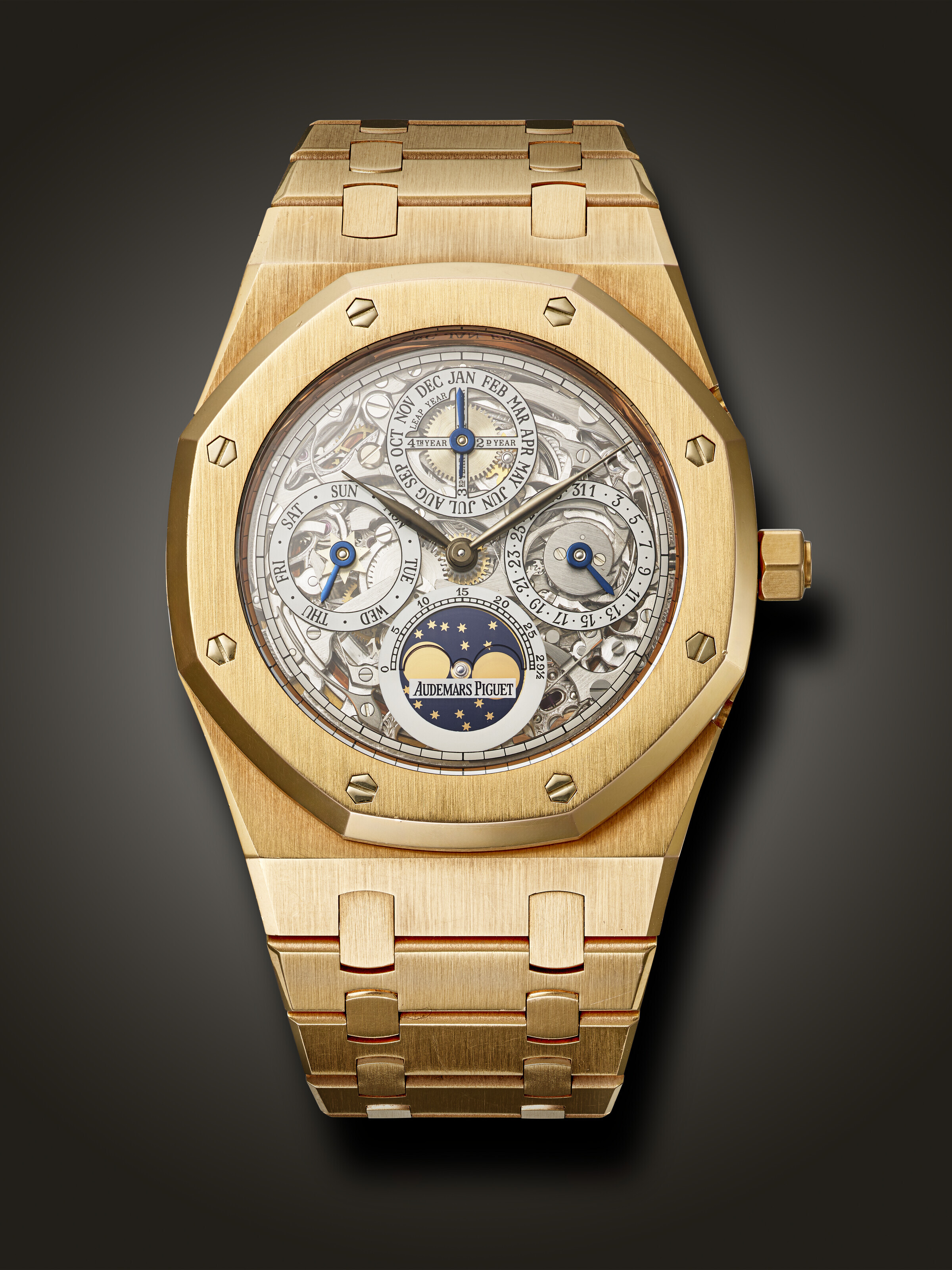 AUDEMARS PIGUET, RARE PINK GOLD SKELETONIZED PERPETUAL CALENDAR
