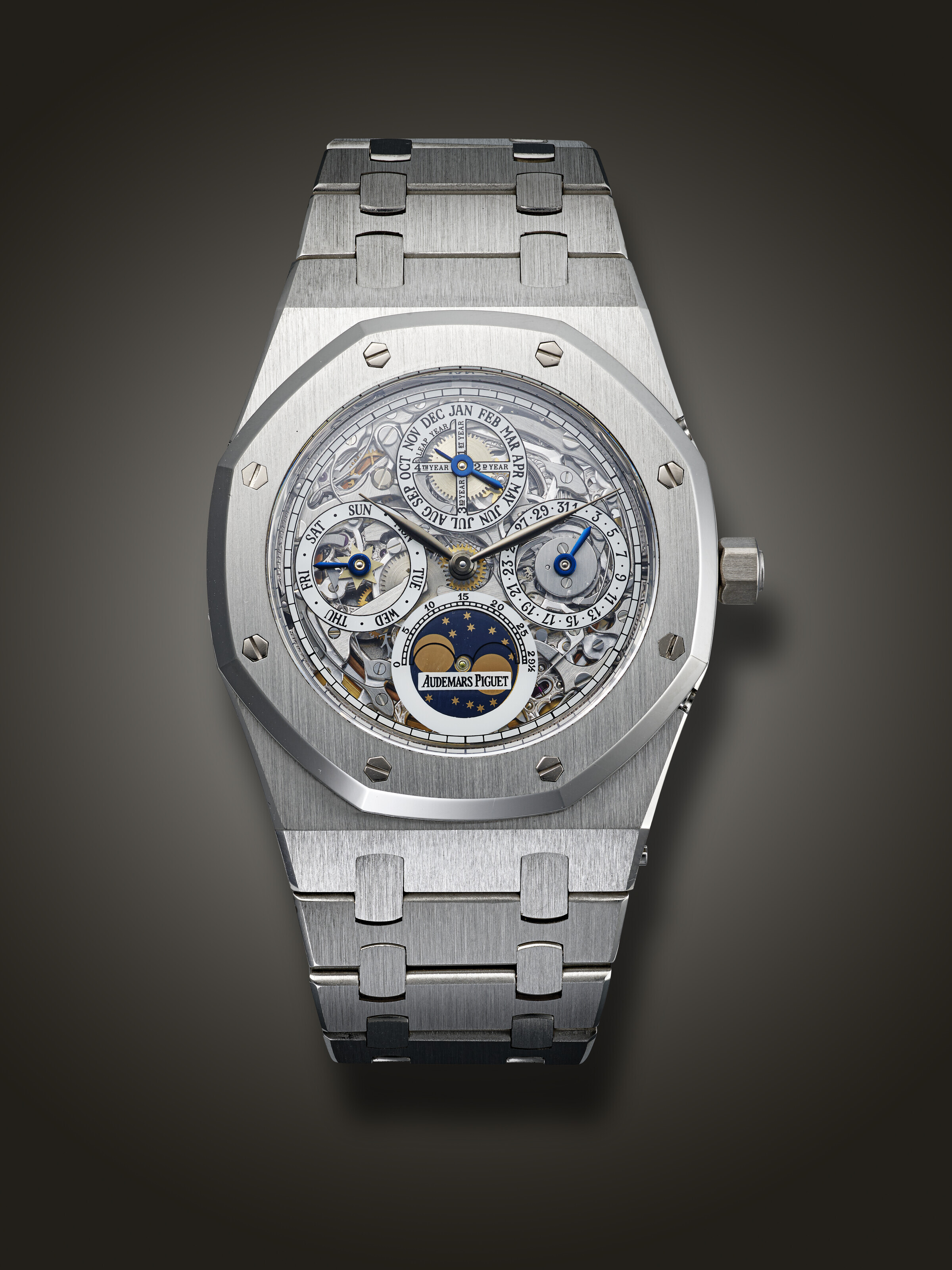 AUDEMARS PIGUET, RARE PLATINUM SKELETONIZED PERPETUAL CALENDAR 'ROYAL