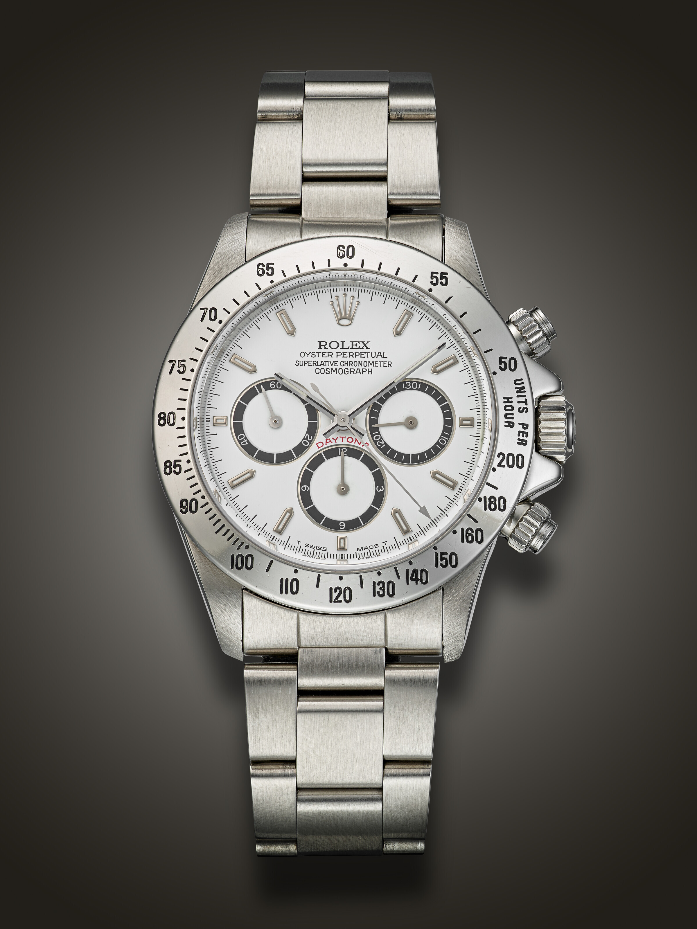 ROLEX, RARE STAINLESS STEEL CHRONOGRAPH 'DAYTONA', WITH 'FOUR LINES ...