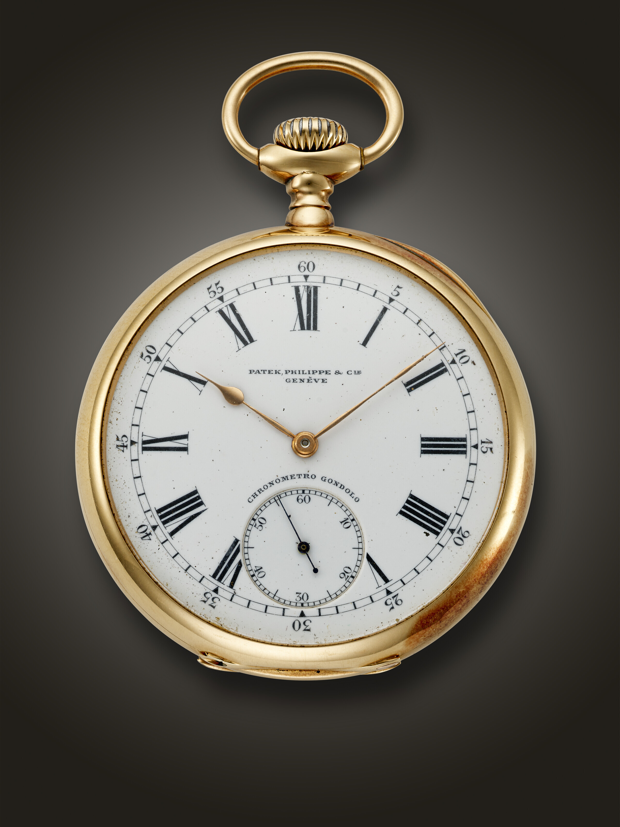 PATEK PHILIPPE, YELLOW GOLD OPENFACE POCKET WATCH 'CHRONOMETRO