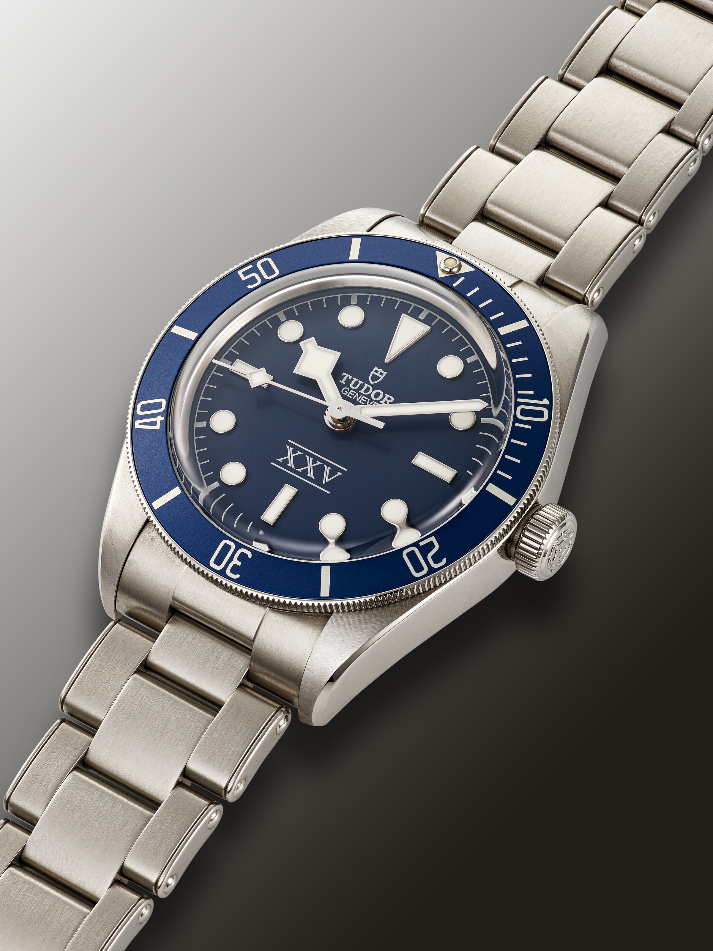 TUDOR LIMITED EDITION STAINLESS STEEL BLACK BAY MADE FOR THE 25TH ANNIVERSARY OF WATCHES OF SWITZERLAND REF. 79030B Christie s