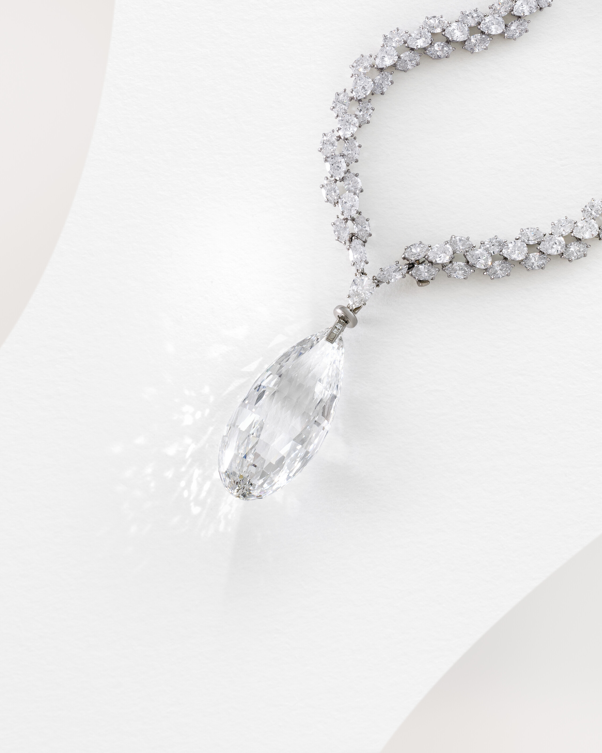 The magnificent Harry Winston &lsquo;Briolette of India&rsquo; diamond and diamond necklace. Size/dimensions: 46.5 cm (excluding extensions); 17.0 cm (extensions). Sold for CHF6,337,000 on 10 May 2023 at Christie’s in Geneva