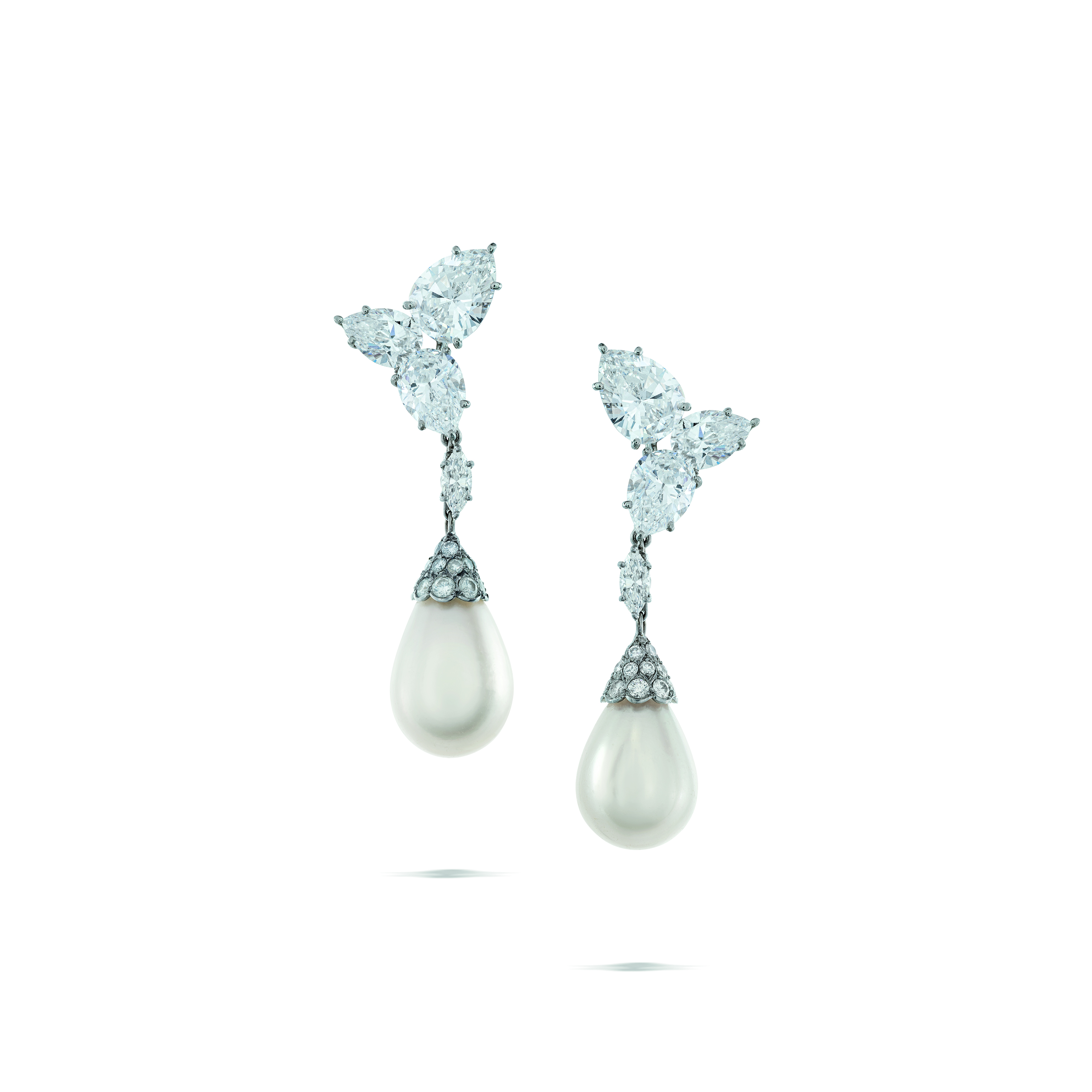 A pair of Harry Winston natural pearl and diamond earrings. Size/dimensions: 5.0 cm. Sold for CHF541,800 on 10 May 2023 at Christie’s in Geneva
