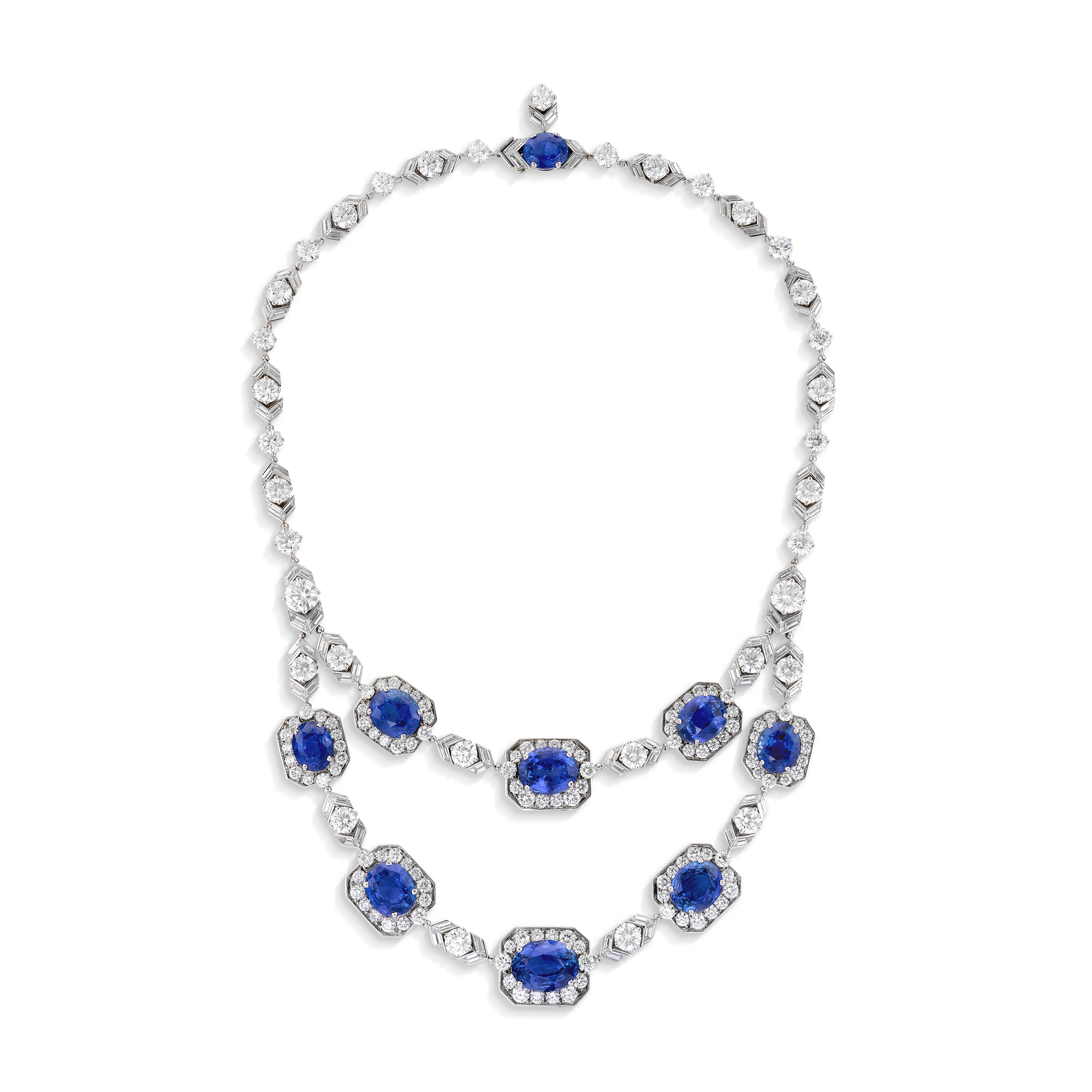 A Bulgari sapphire and diamond necklace. Size/dimensions: 46.5 cm. Sold for CHF907,200 on 10 May 2023 at Christie’s in Geneva