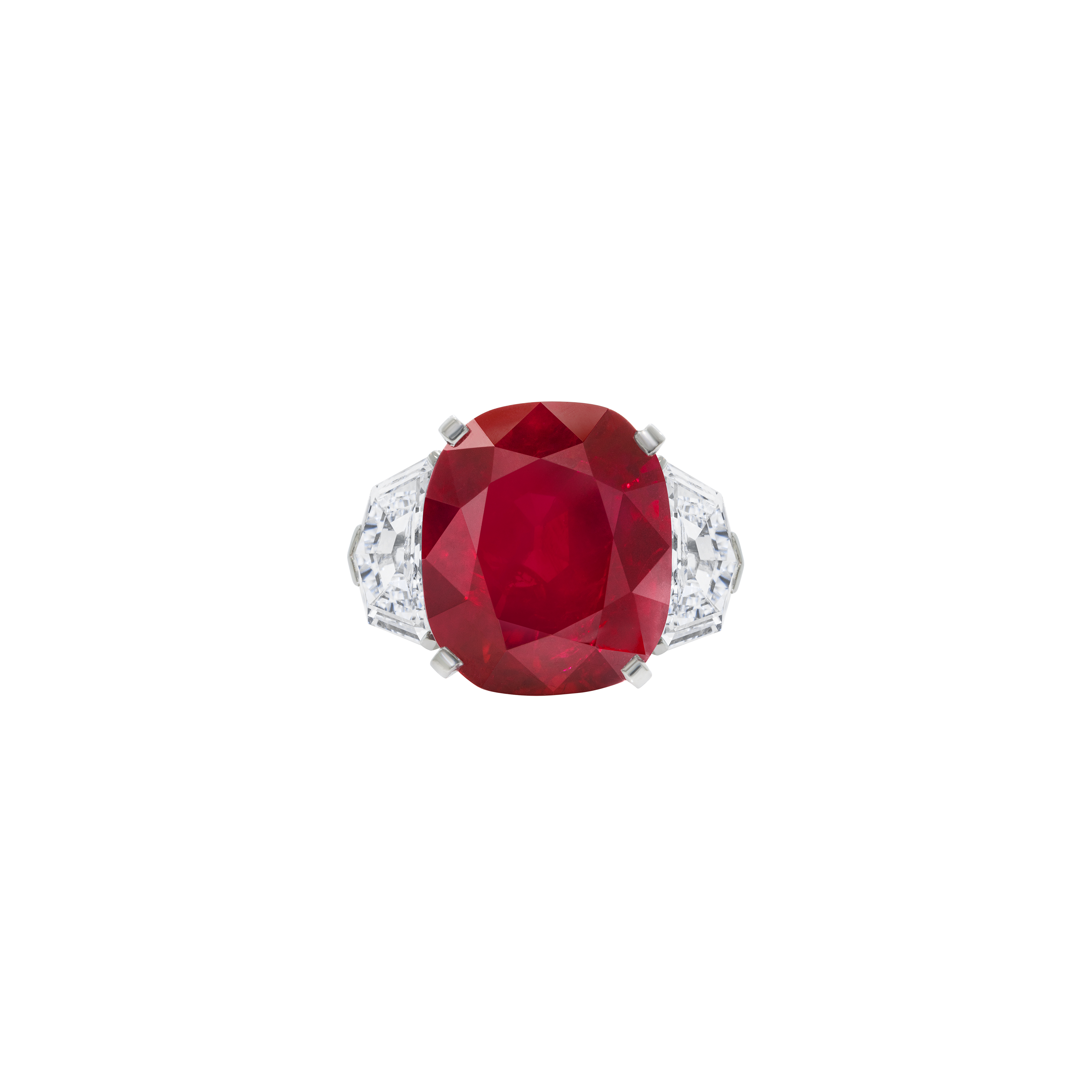 THE SUNRISE RUBY SENSATIONAL CARTIER RUBY AND DIAMOND RING
