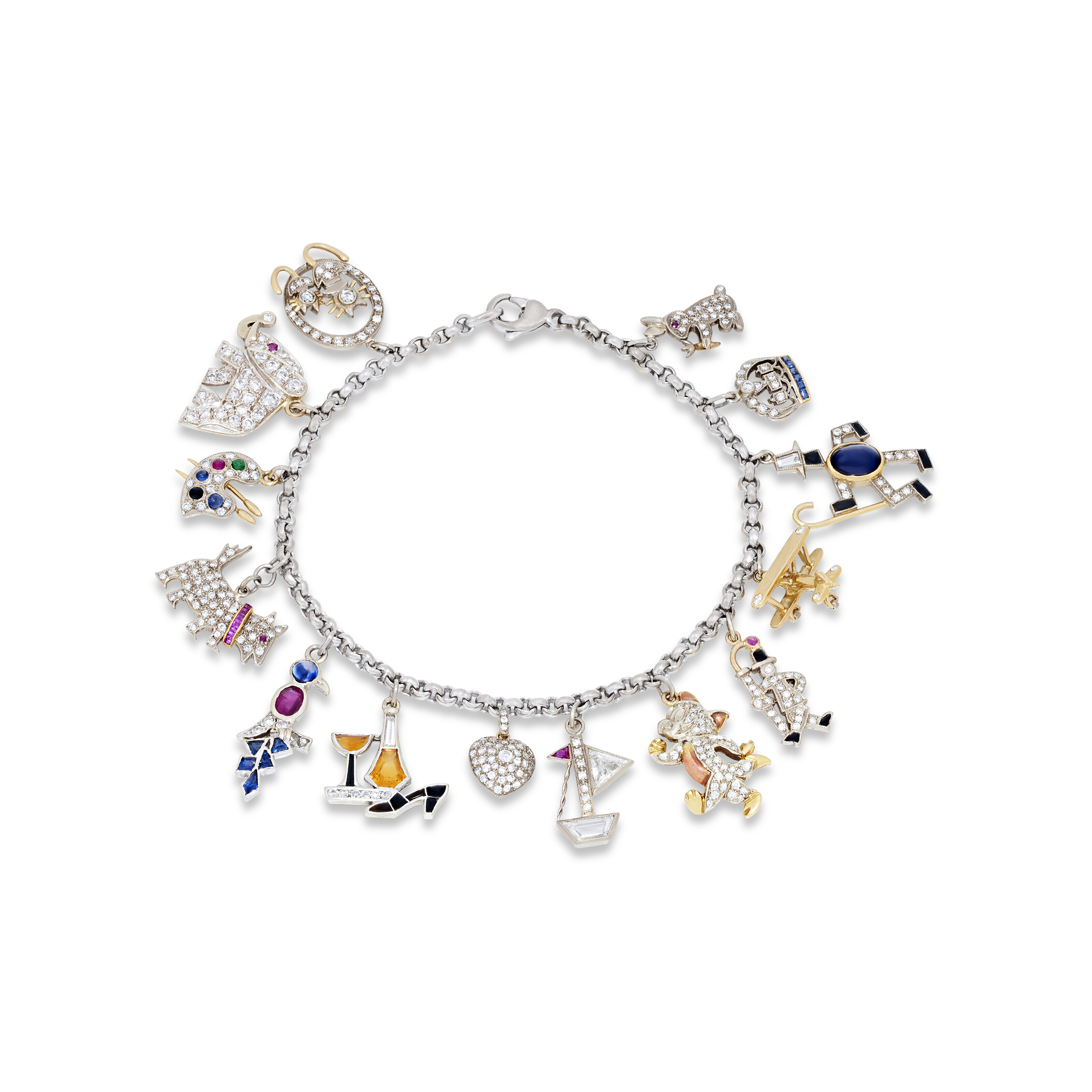 MULTIGEM AND DIAMOND CHARM BRACELET, Christie’s