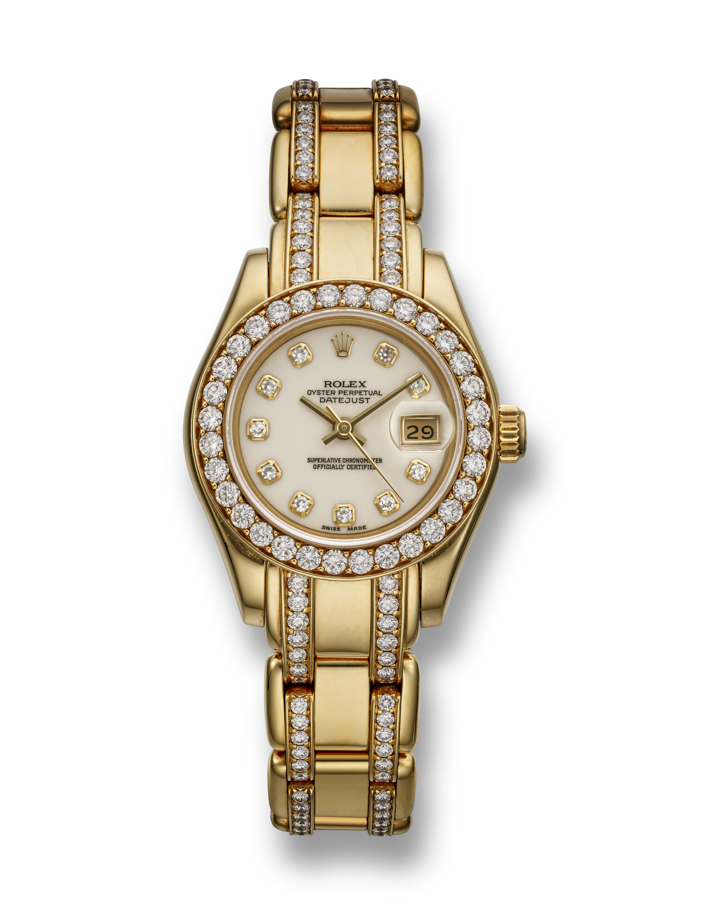 ROLEX, YELLOW GOLD AND DIAMOND-SET 'DATEJUST PEARLMASTER', REF. 69298 ...