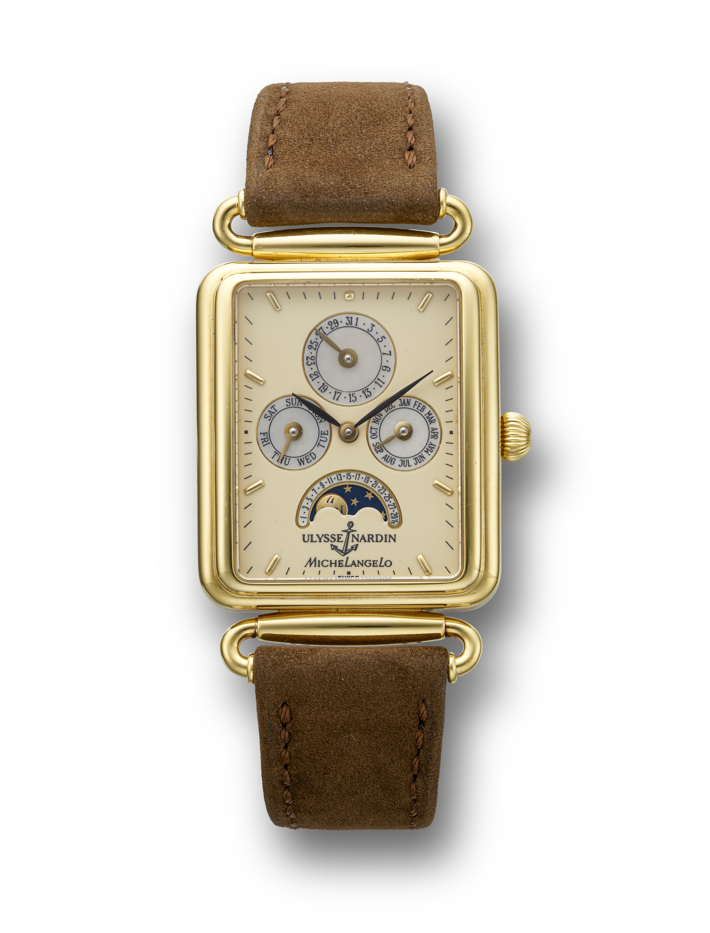 ULYSSE NARDIN, YELLOW GOLD PERPETUAL CALENDAR 'MICHELANGELO' WITH