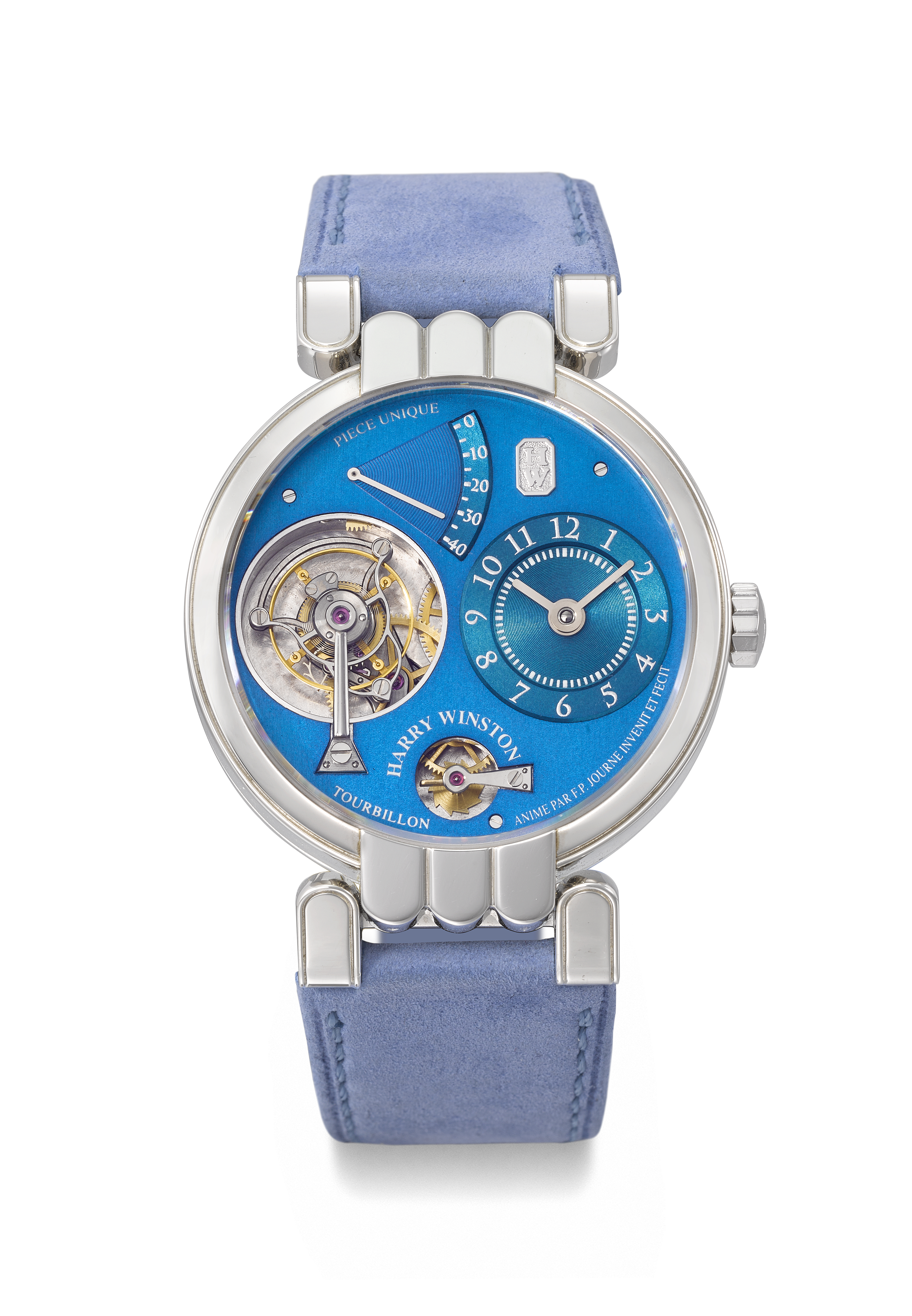 Harry Winston & F.P. Journe, a unique platinum tourbillon wristwatch with remontoire d’egalité and power reserve, circa 2001, offered in Passion for Time — An Important Private Collection of Watches and Timepieces on 6 November 2023 at Christie's in Geneva
