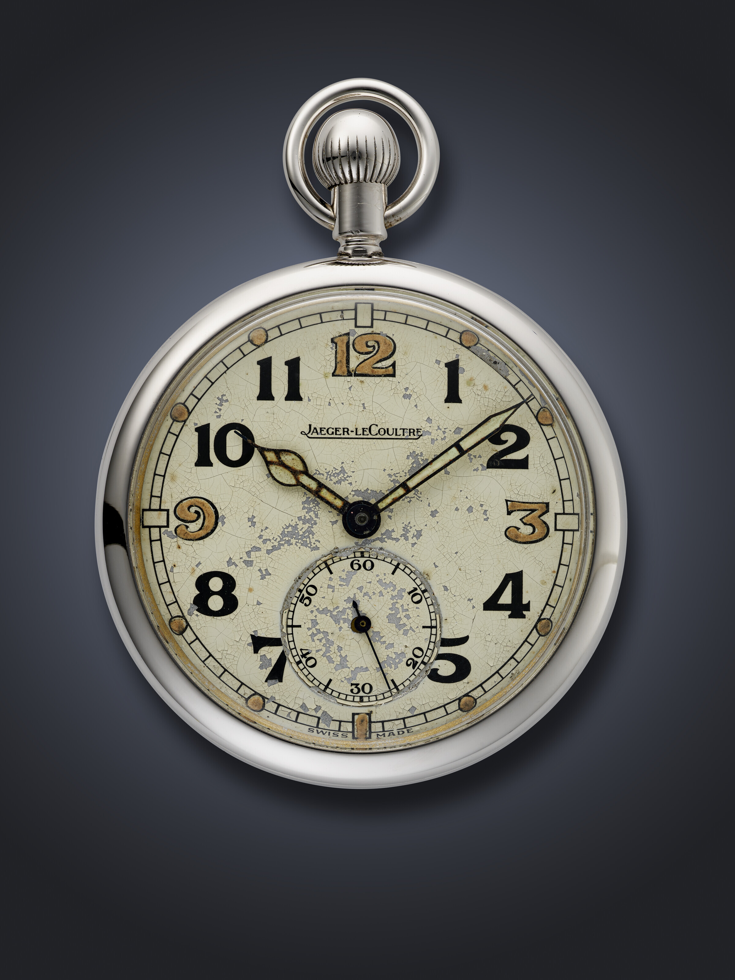 JAEGERLECOULTRE, STAINLESS STEEL MILITARY OPENFACE POCKET WATCH 'G.S.T